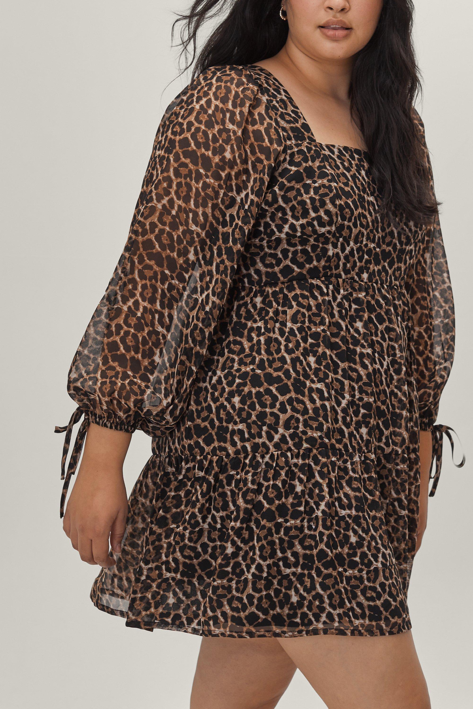 Plus Size Leopard Print Smock Mini Dress Nasty Gal