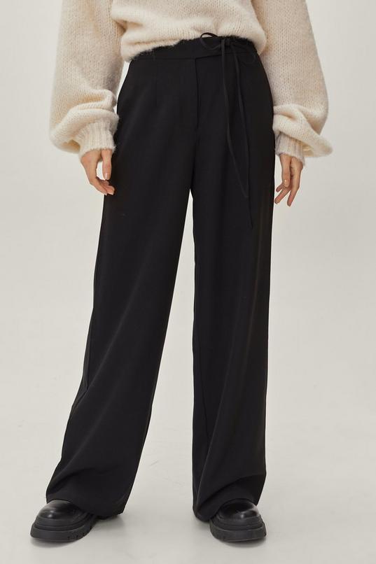 Tie Waist Tailored Wide Leg Trousers | Nasty Gal