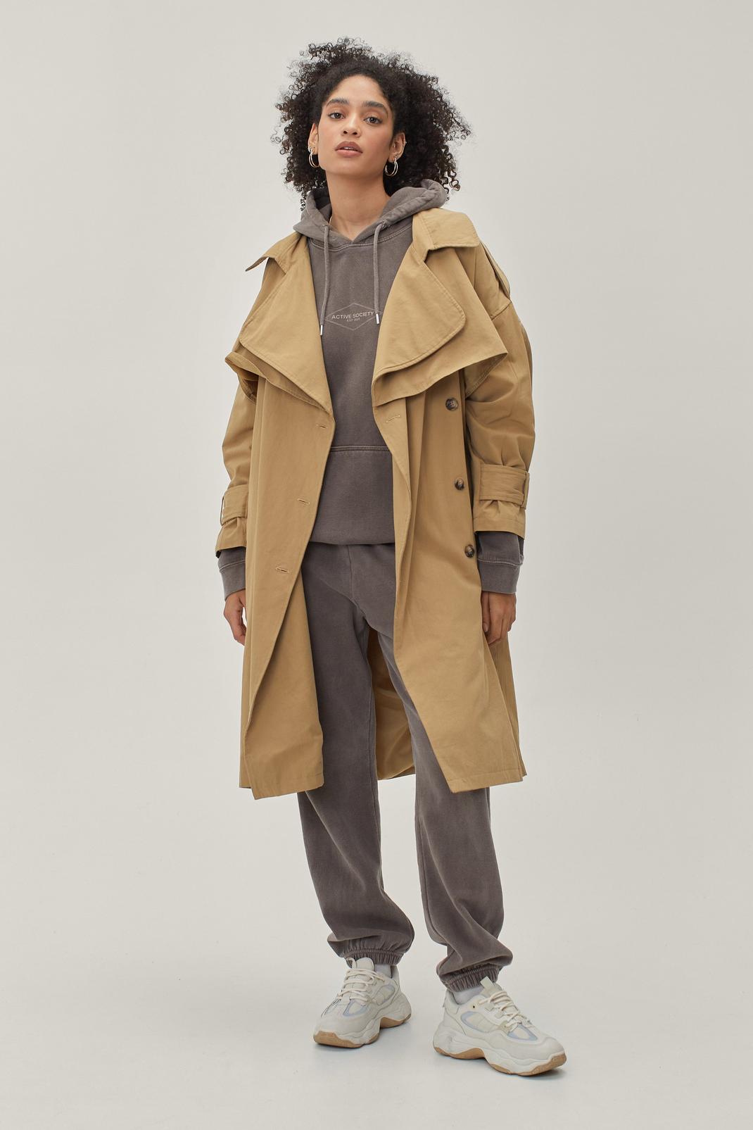 Camel Twill Oversized Trench Coat image number 1
