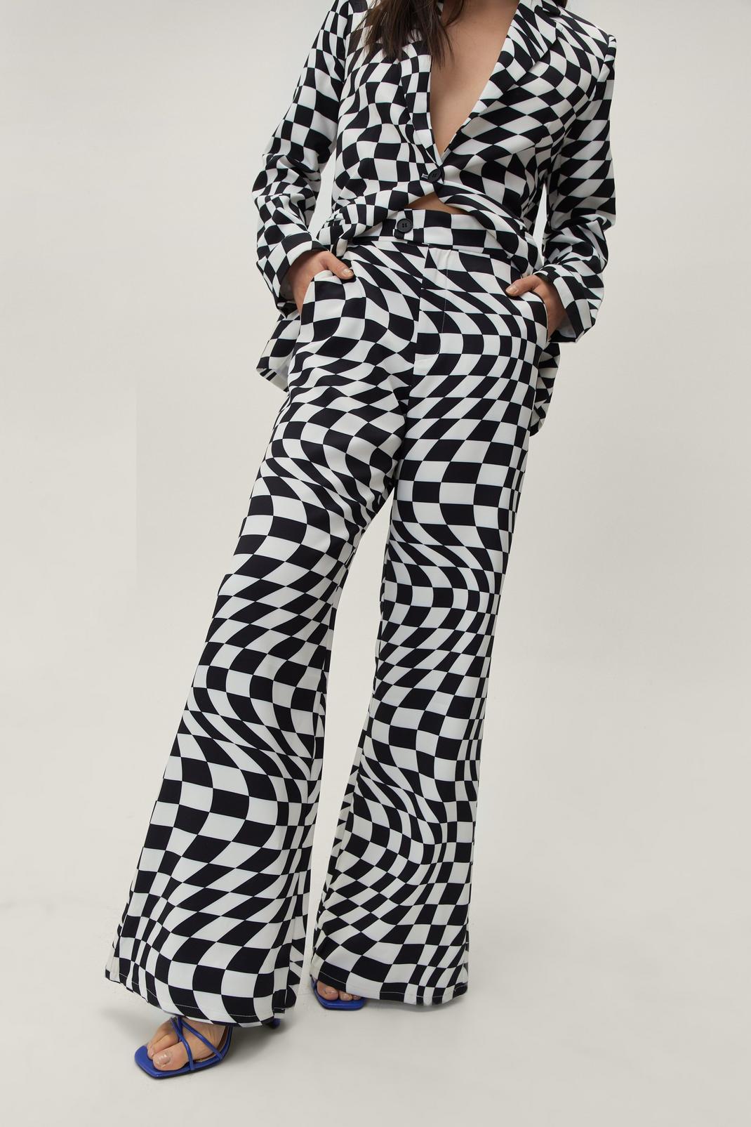 Warped Checkerboard Tailored Fit and Flare Pants image number 1