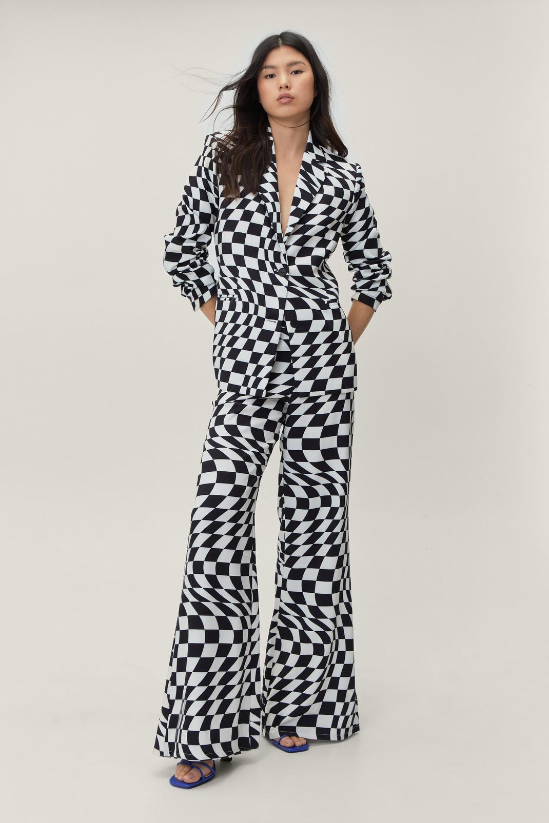 808 Warped Checkerboard Tailored Fit and Flare Pants image number 2
