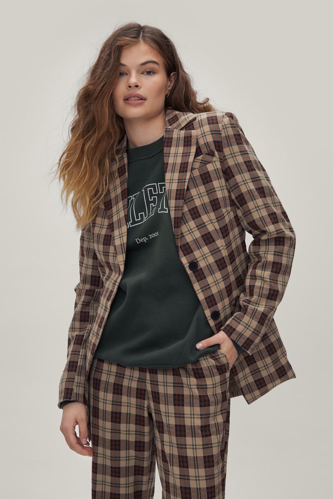 Brown Check Tailored Blazer image number 1
