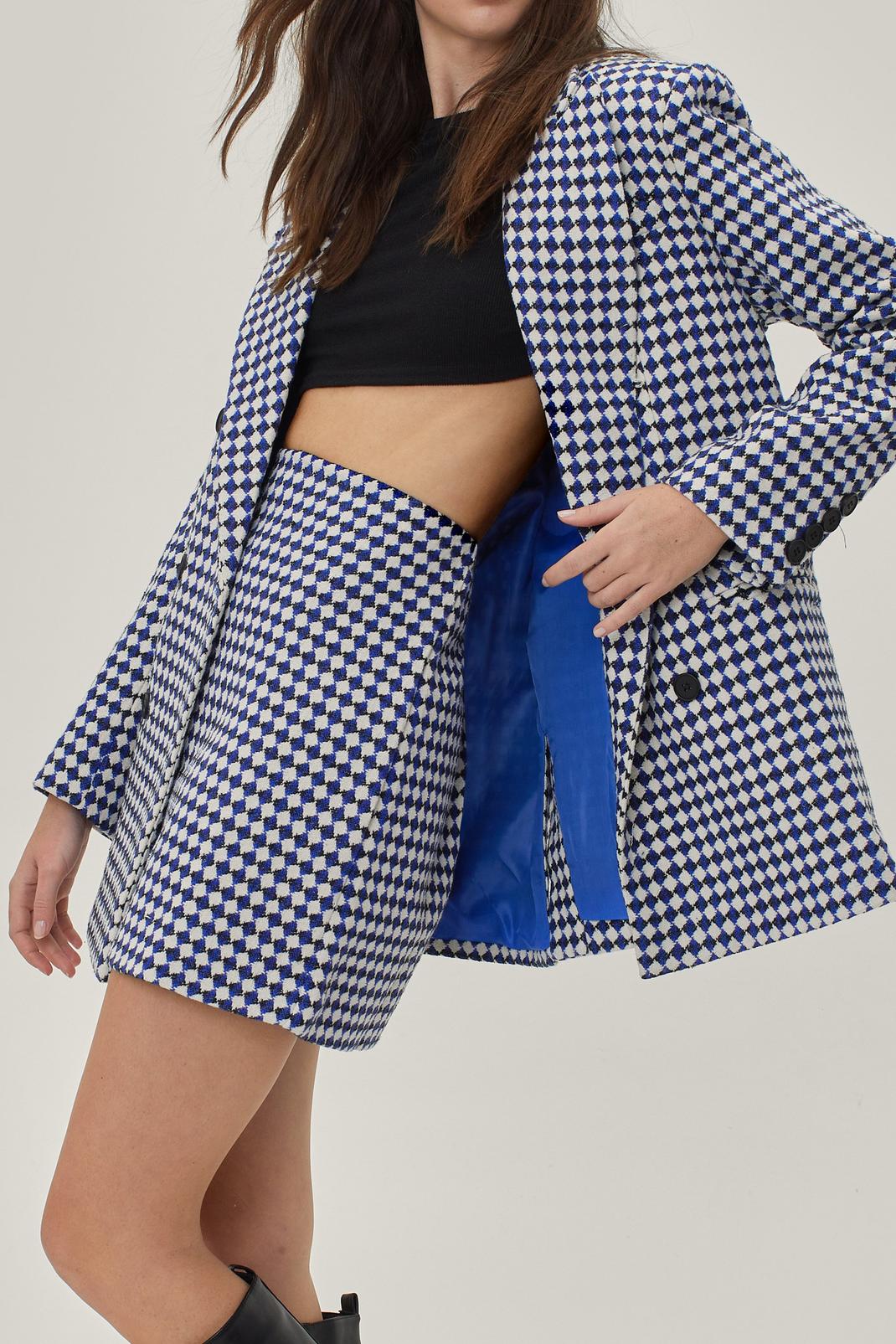 Mini jupe taille haute à imprimé carreaux, Cobalt image number 1