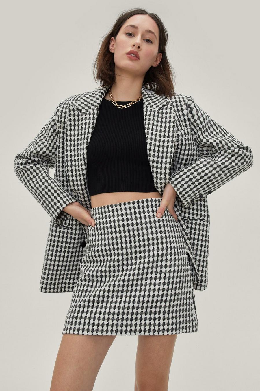 Boucle Checkerboard Mini Skirt