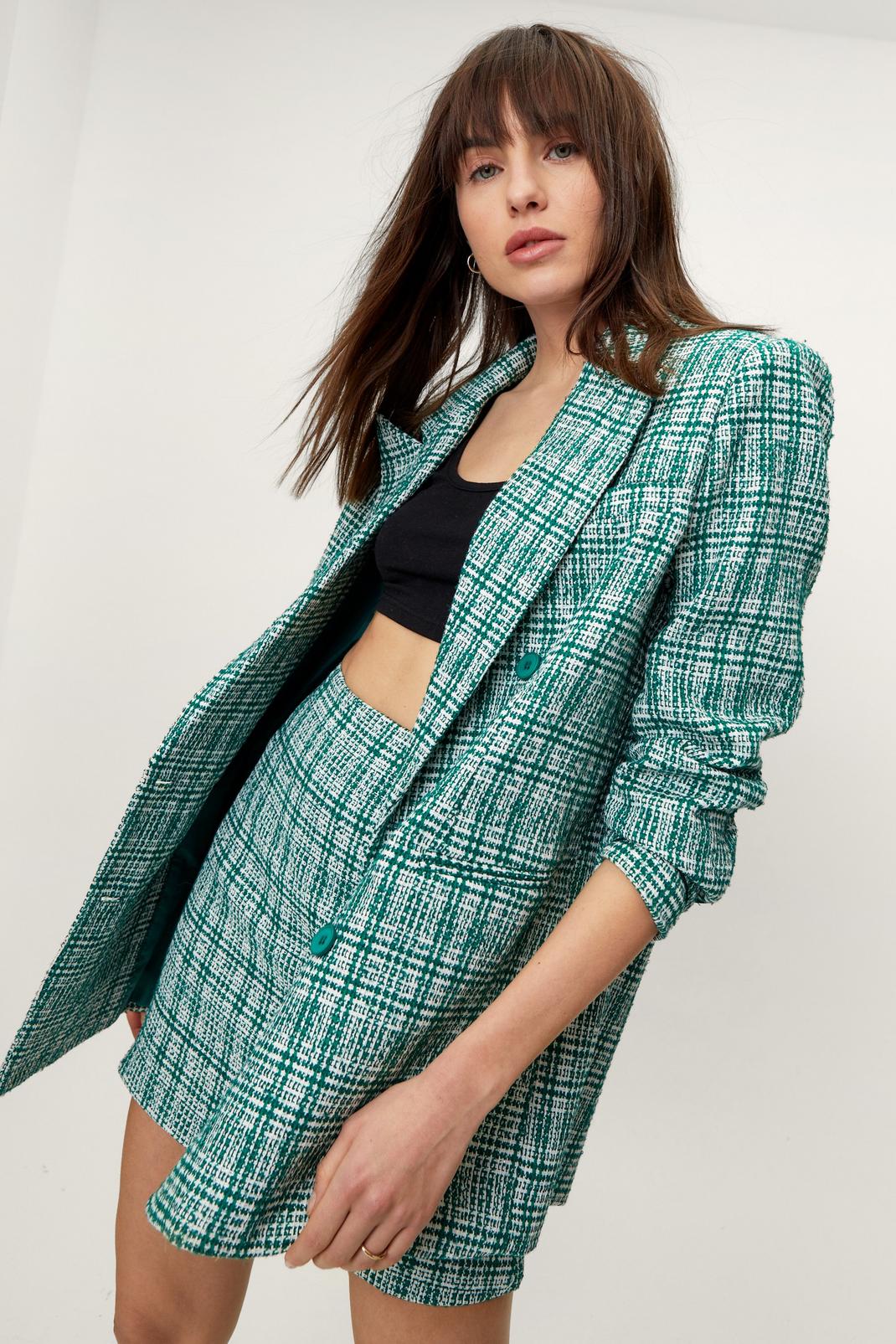 399 Check Boucle Double Breasted Oversized Blazer image number 2