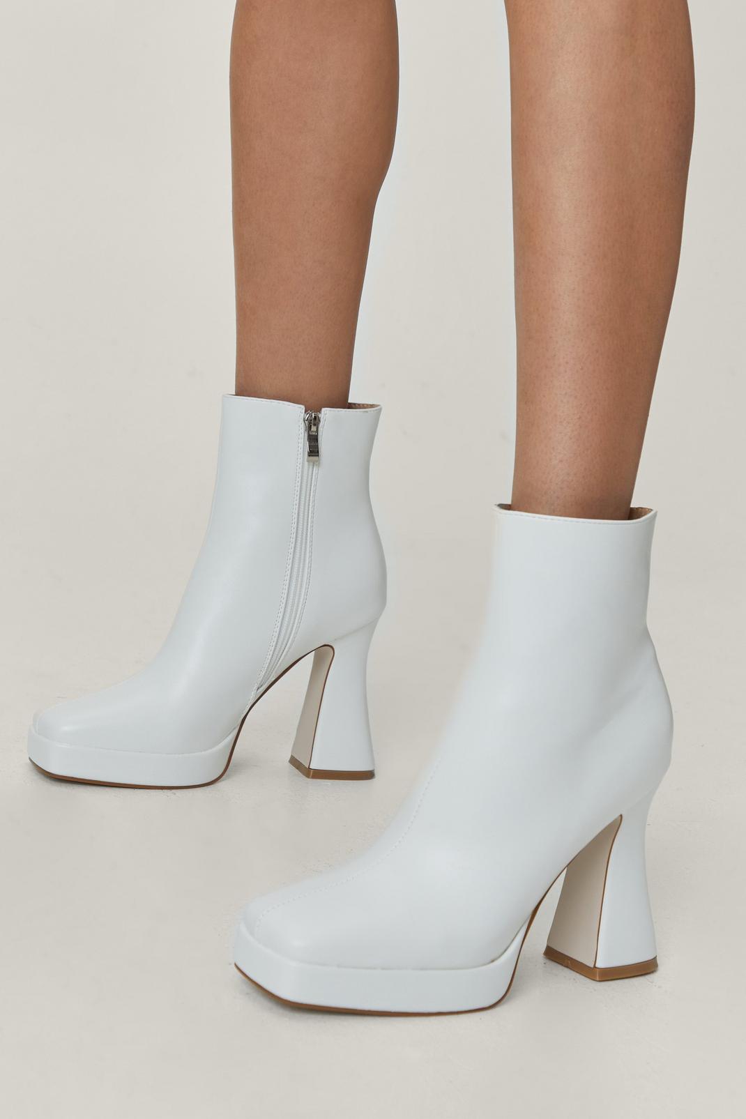 173 Faux Leather Flare Heeled Ankle Boots image number 2