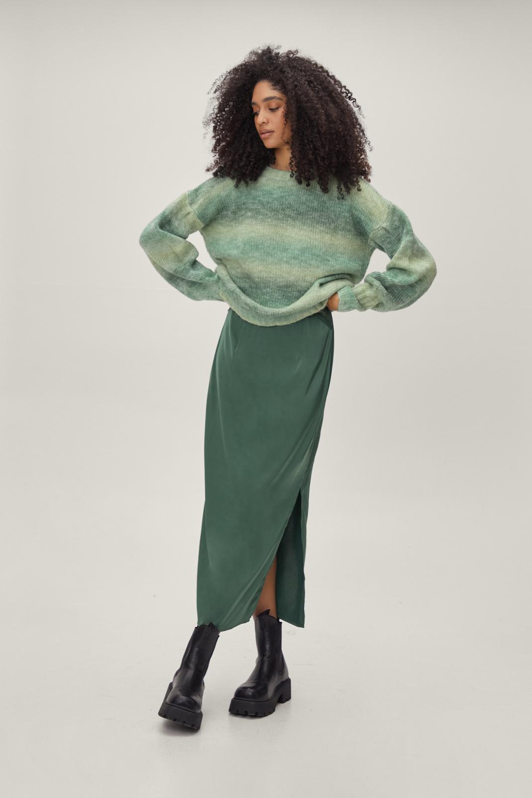 130 Ombre Crew Neck Relaxed Long Sleeve Sweater image number 2