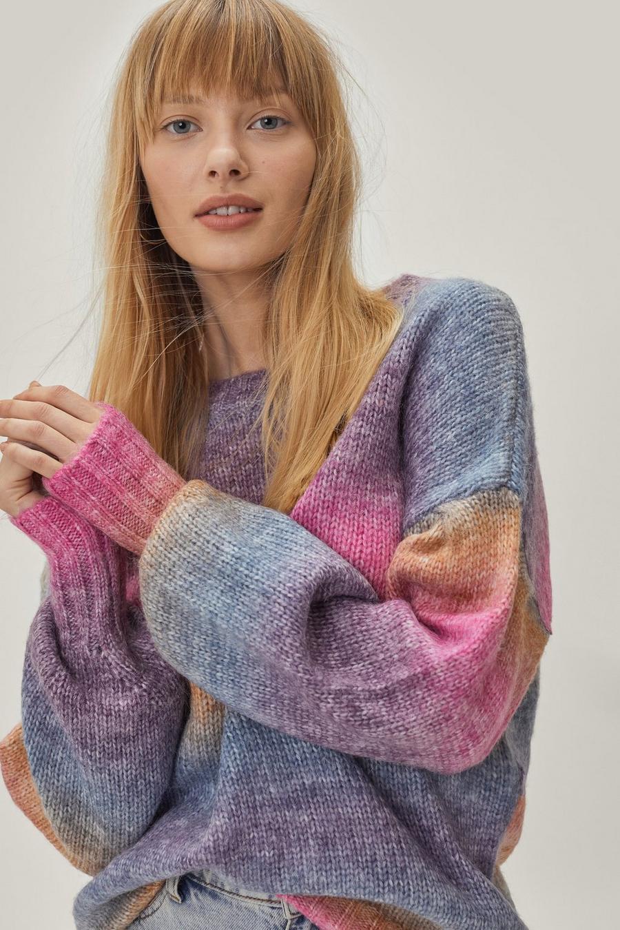 Ombre Crew Neck Relaxed Long Sleeve Sweater