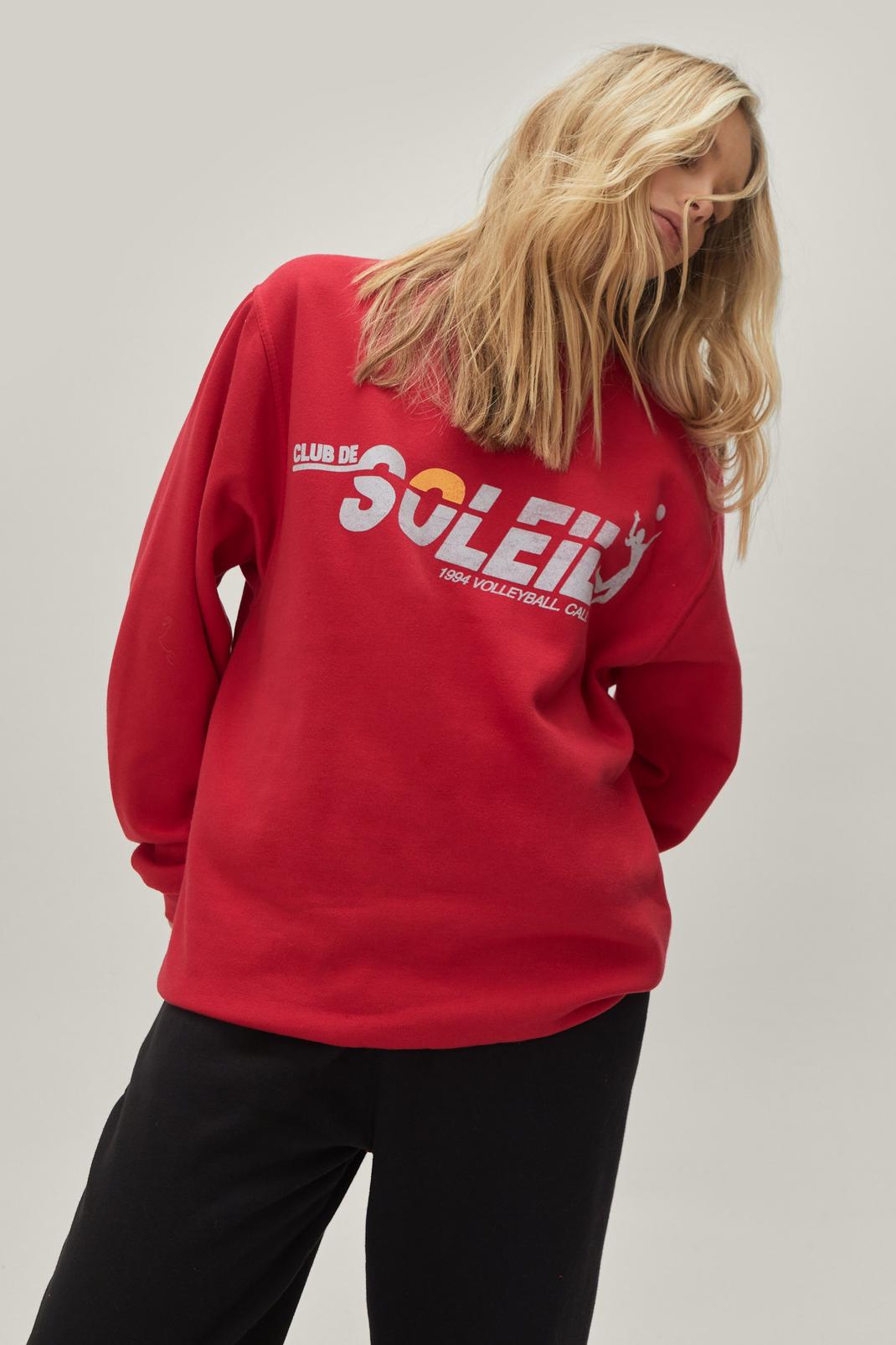 Red Club De Soleil Graphic Oversized Sweatshirt image number 1