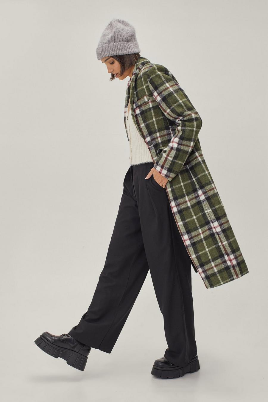 Tailored Double Breasted Longline Check Coat