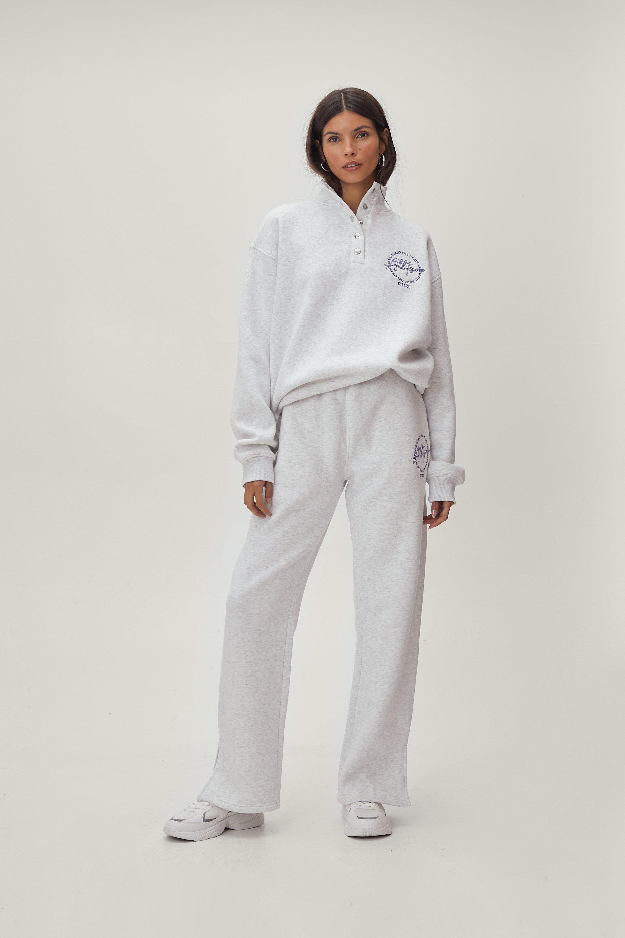 white straight leg sweatpants