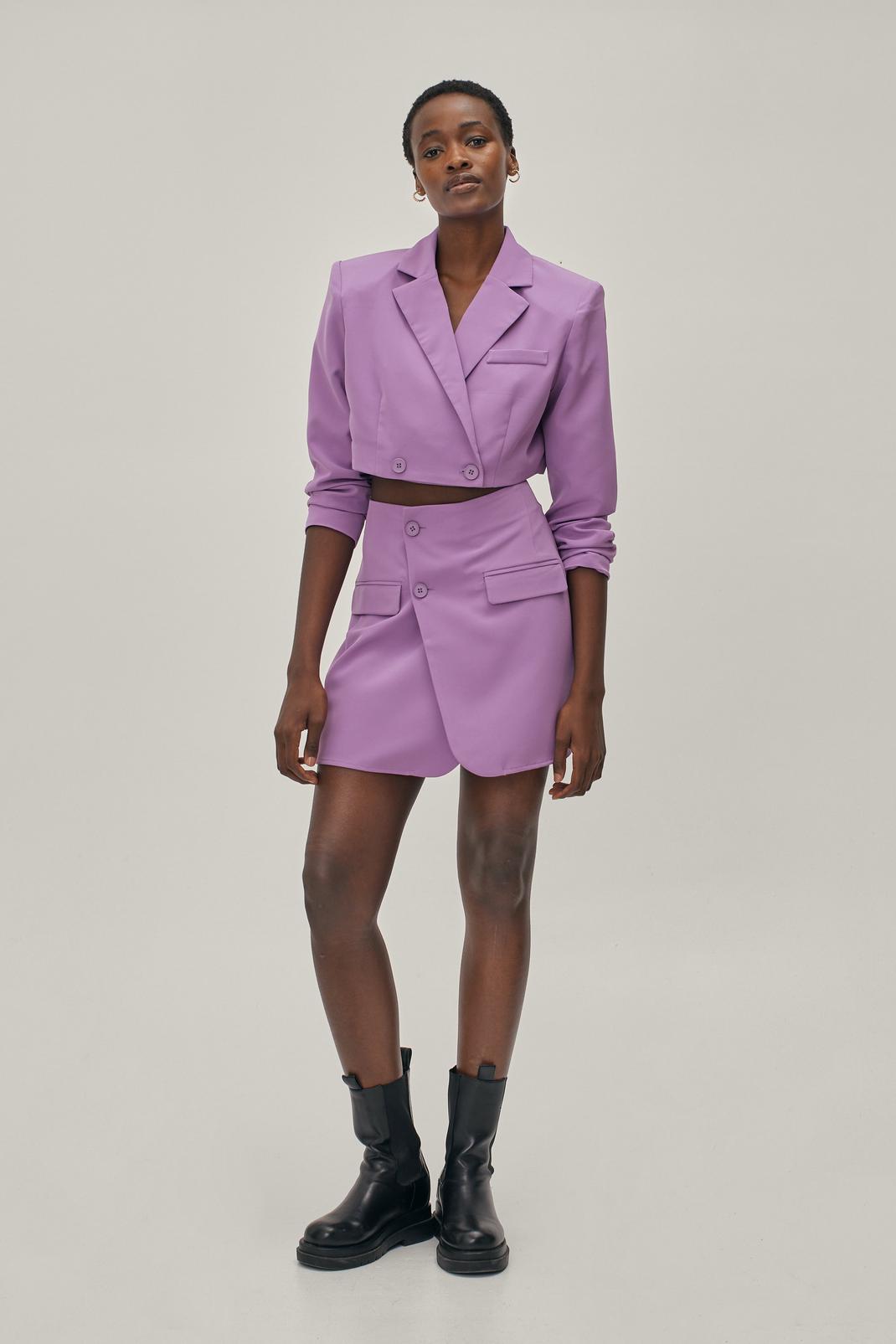 156 Aysmmetric Tailored Wrap Mini Skirt Co Ord image number 2