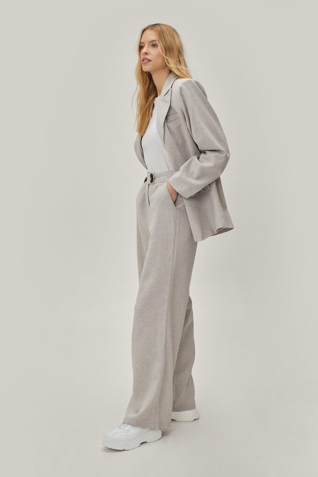 Grey Tailored Co Ord Wide Leg Trousers image number 1