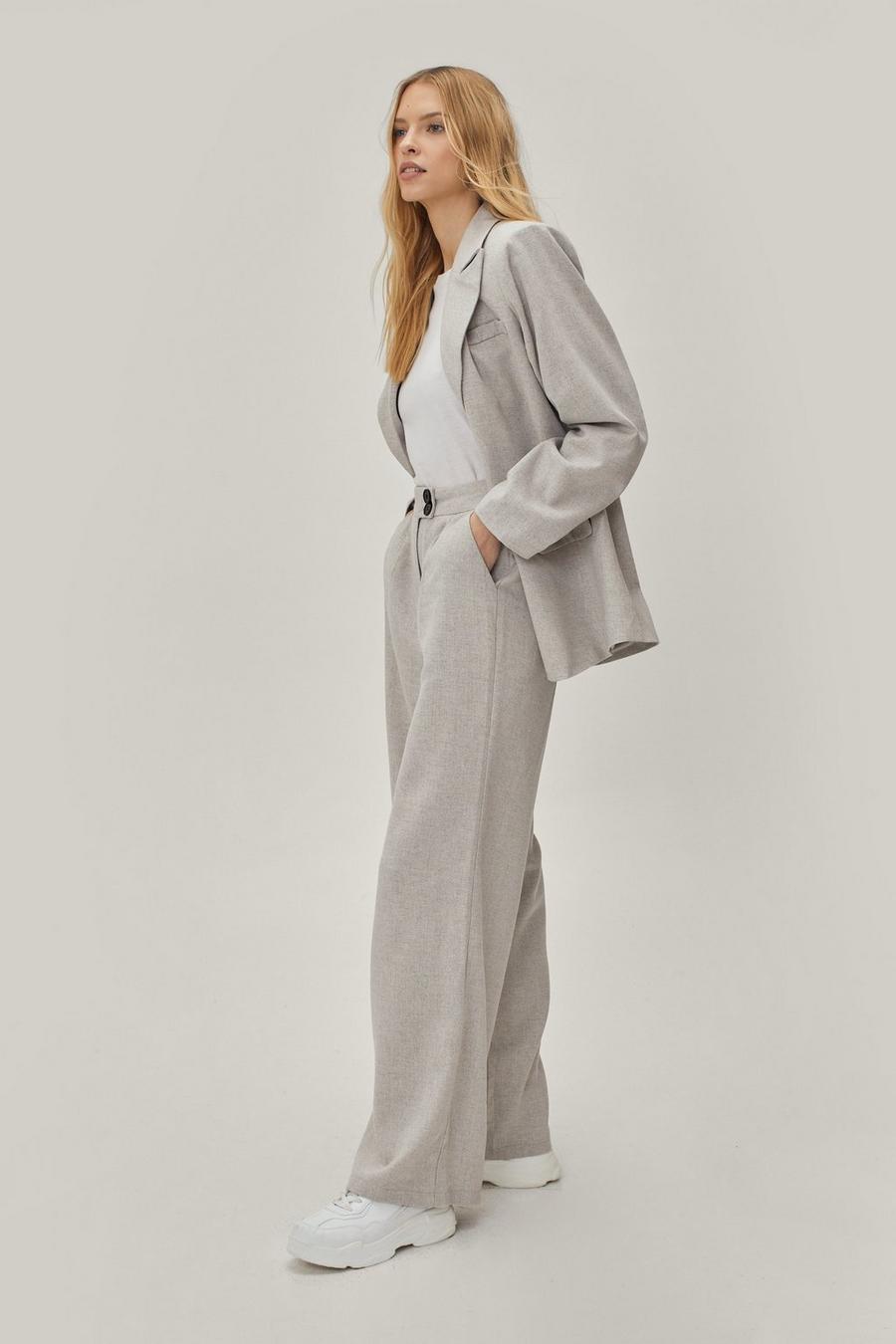 Grey Tailored Co Ord Wide Leg Trousers