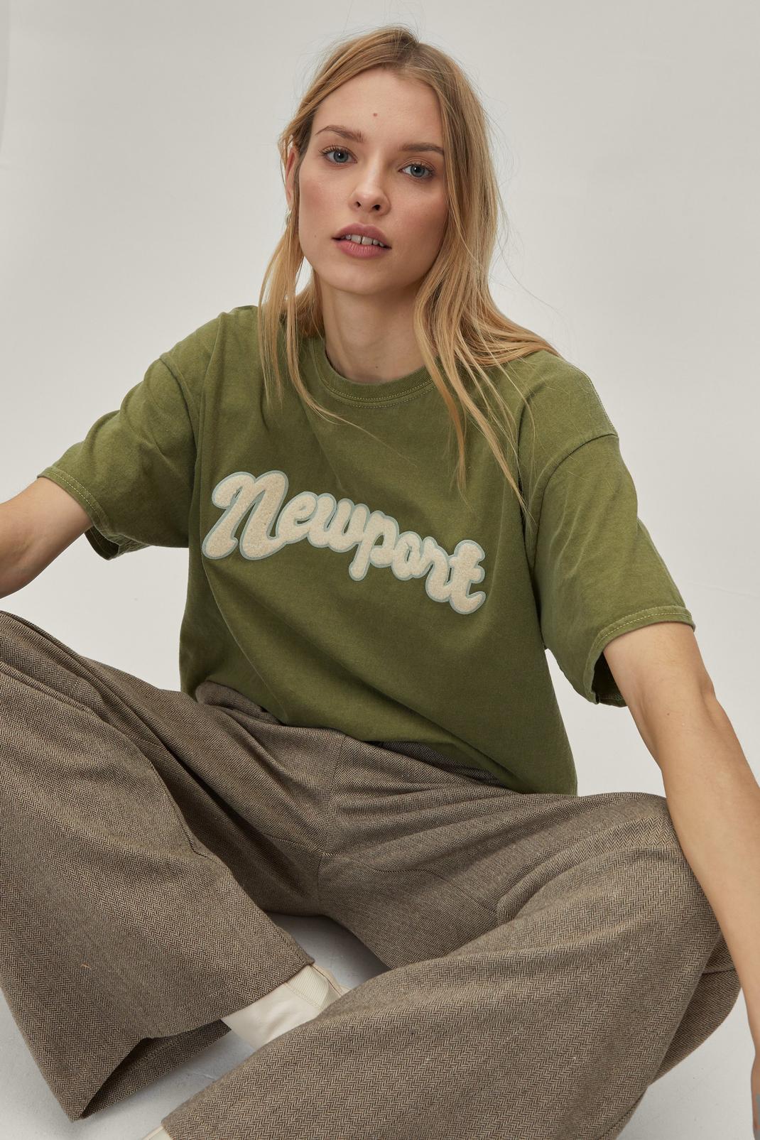 Forest Newport Embroidered Oversized T-Shirt image number 1