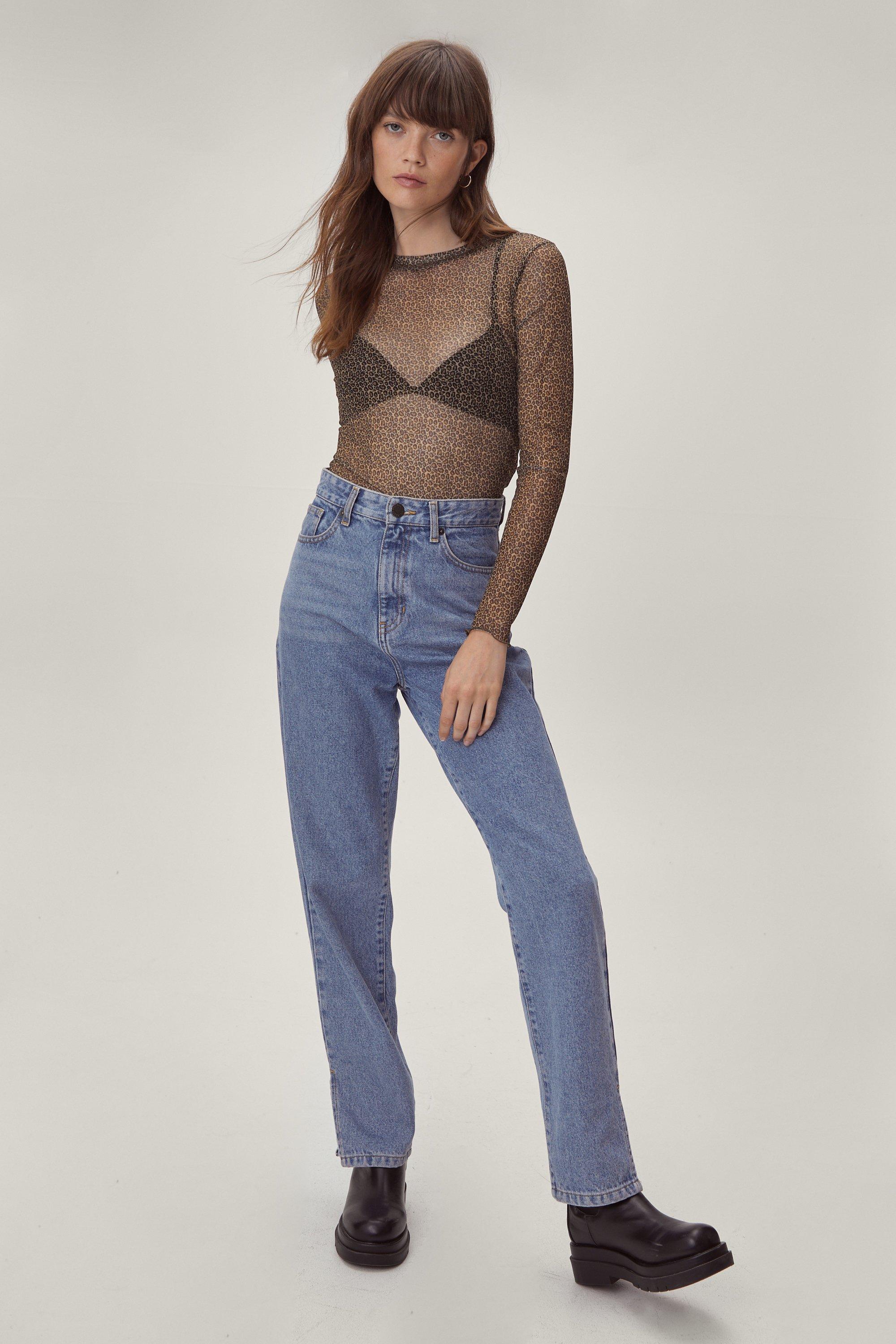 Lettuce Hem Long Sleeve Mesh Top