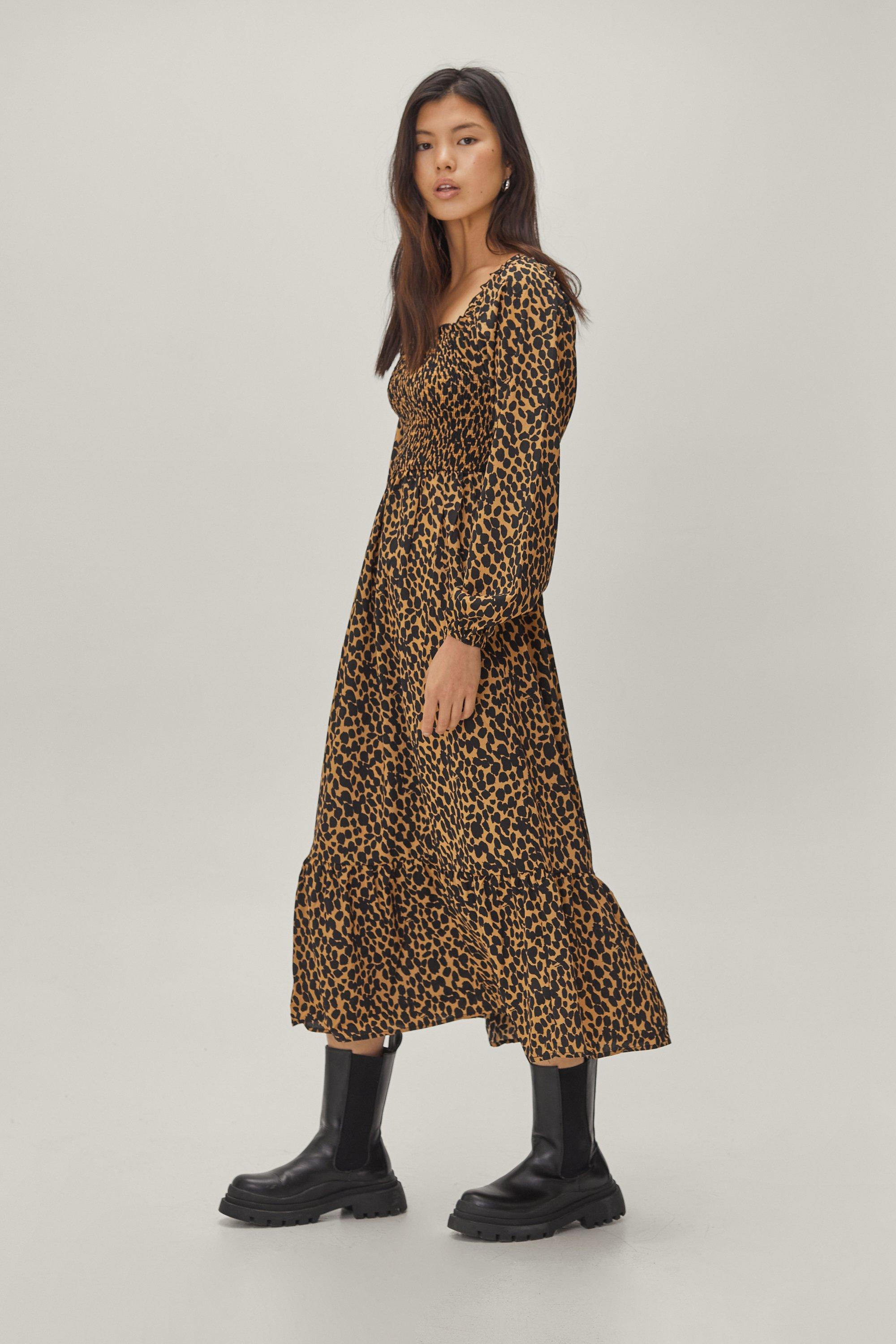 Leopard best sale midi dress