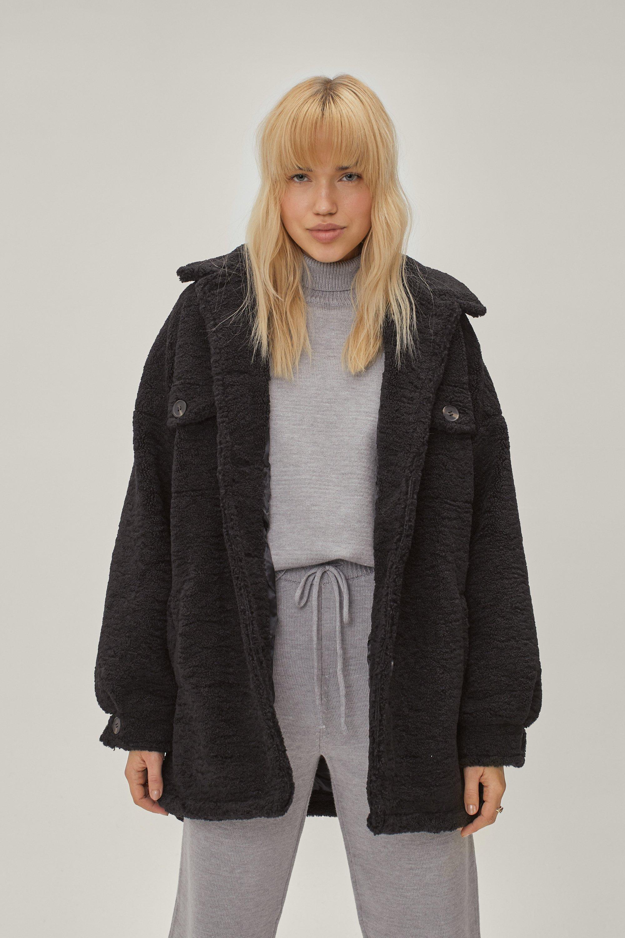 nasty gal teddy bear coat