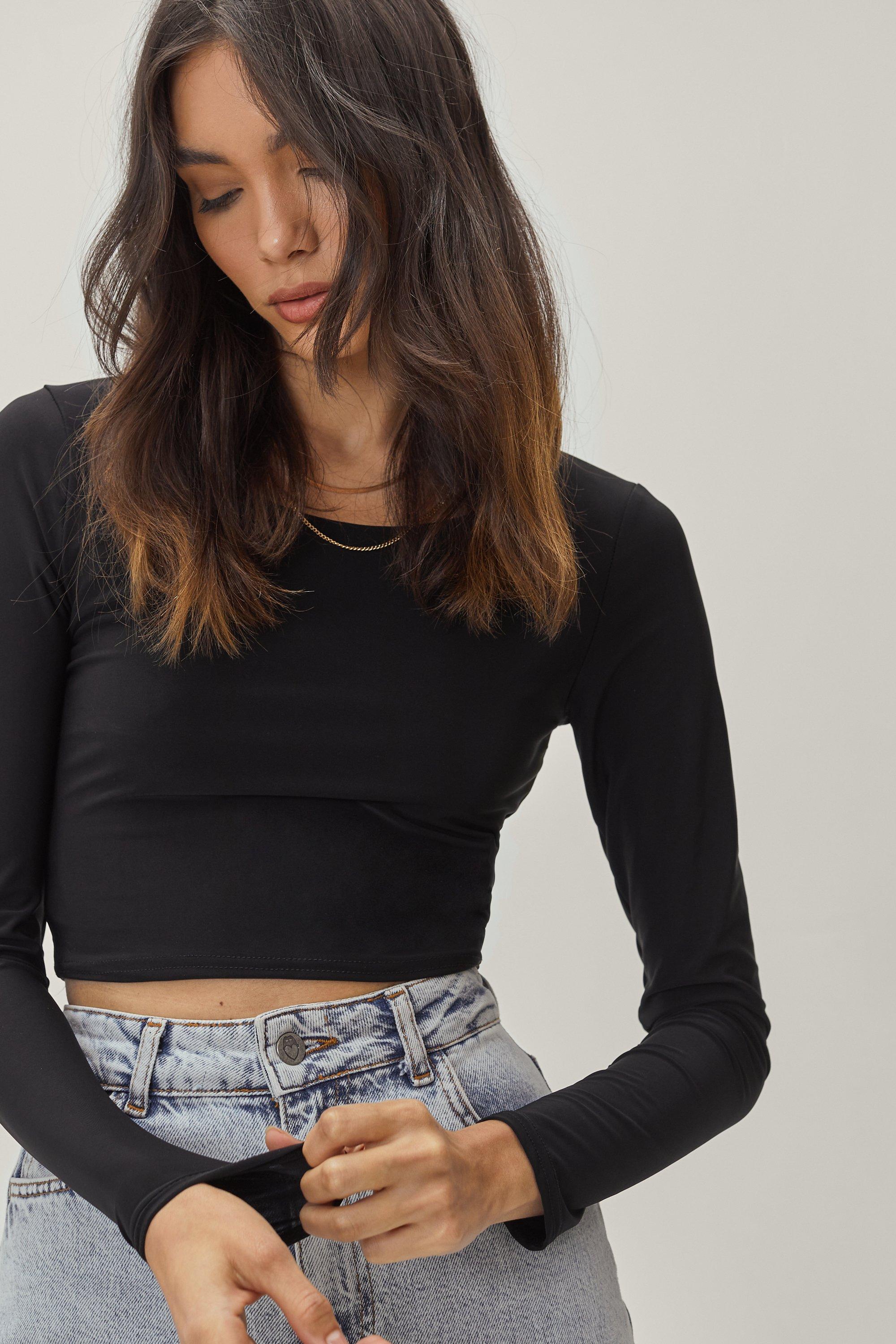 Long Sleeve Fitted Crop Top