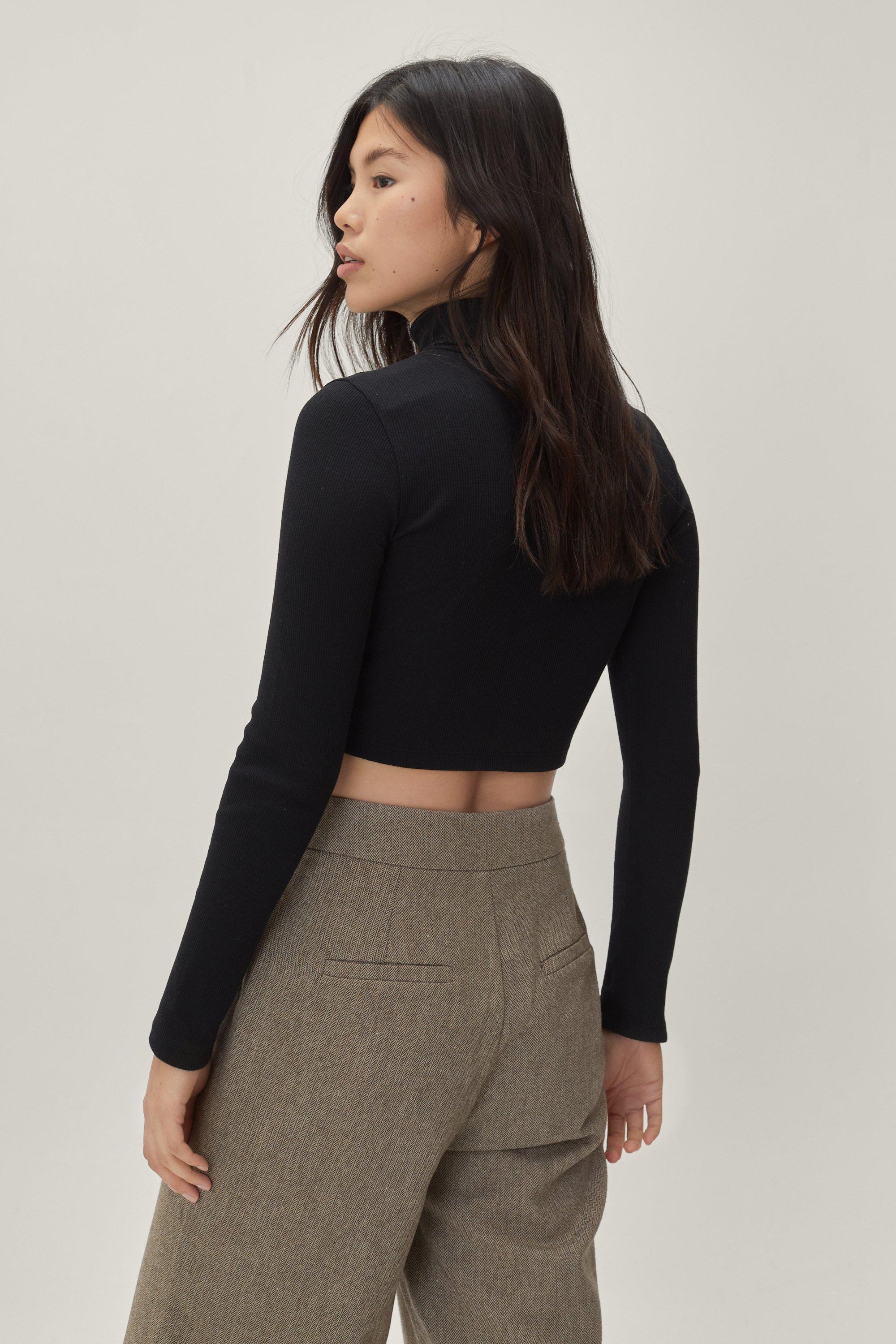 Polo neck crop on sale top long sleeve