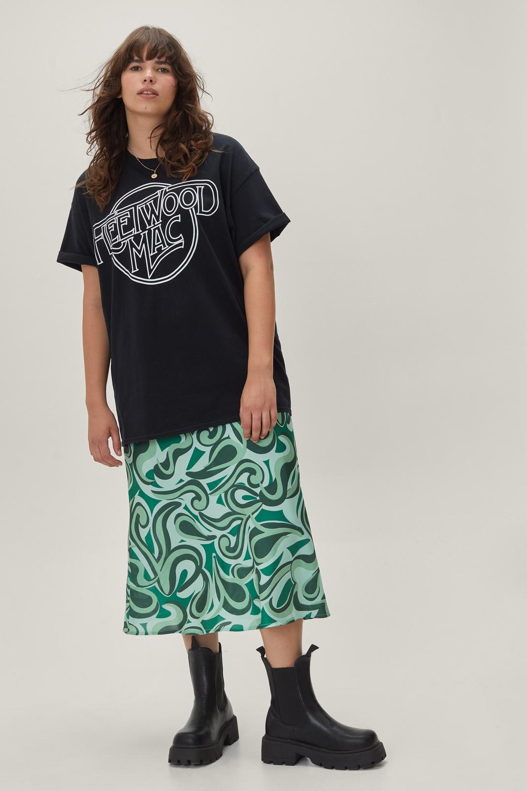 Plus Size Green Swirl Print Midaxi Skirt image number 1