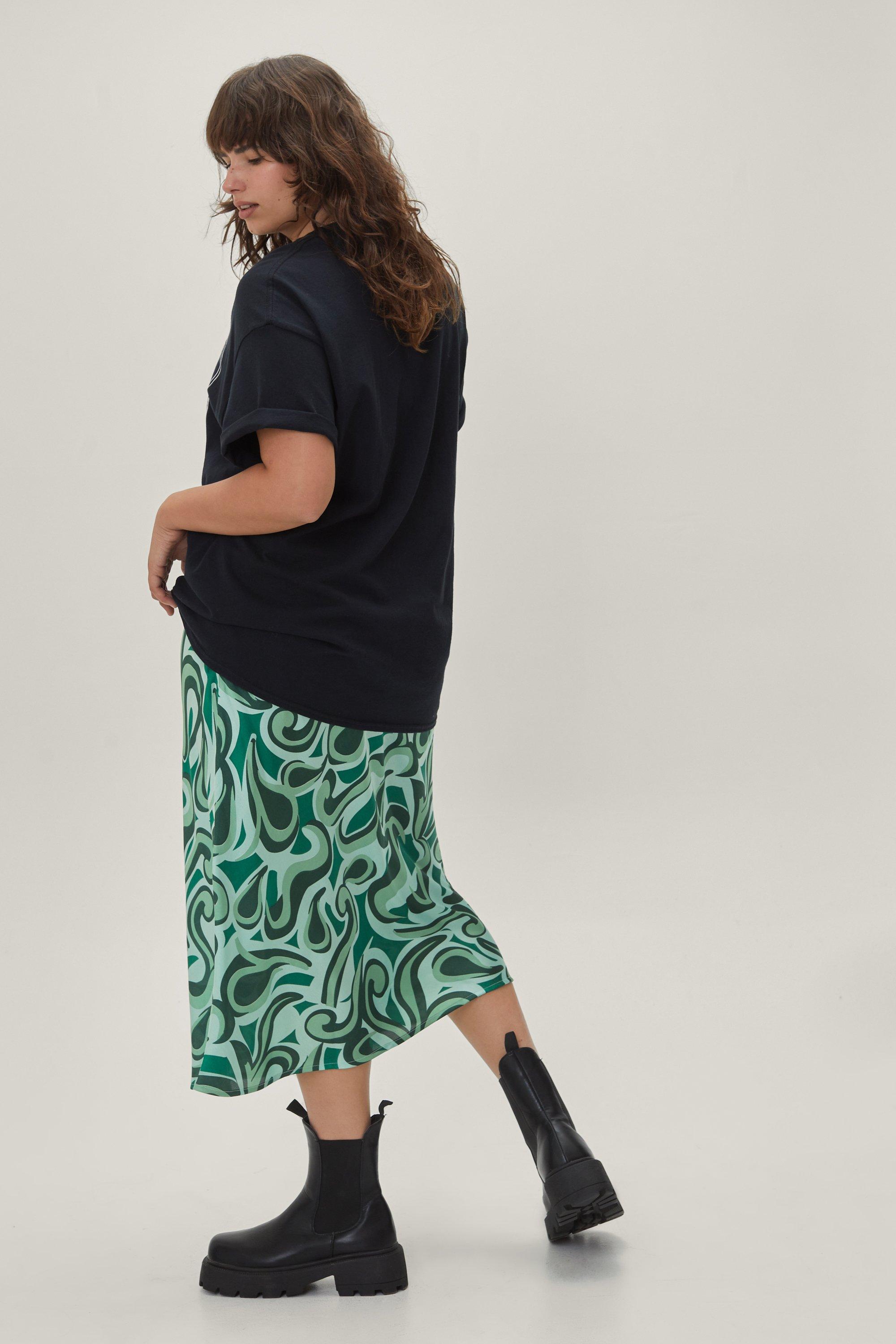 Plus size hotsell green midi skirt