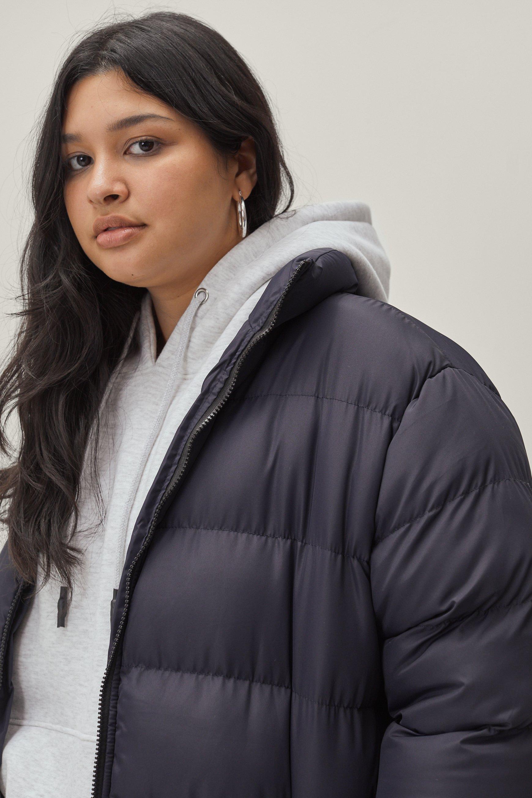 plus size navy padded coat