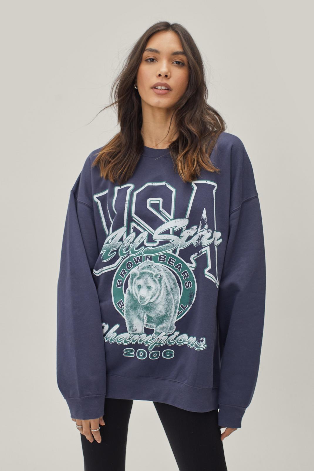 USA All Stars Oversized Graphic Sweatshirt, Navy image number 1