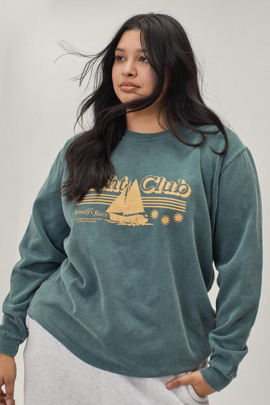 Plus Size Yacht Club Crew Neck Sweatshirt