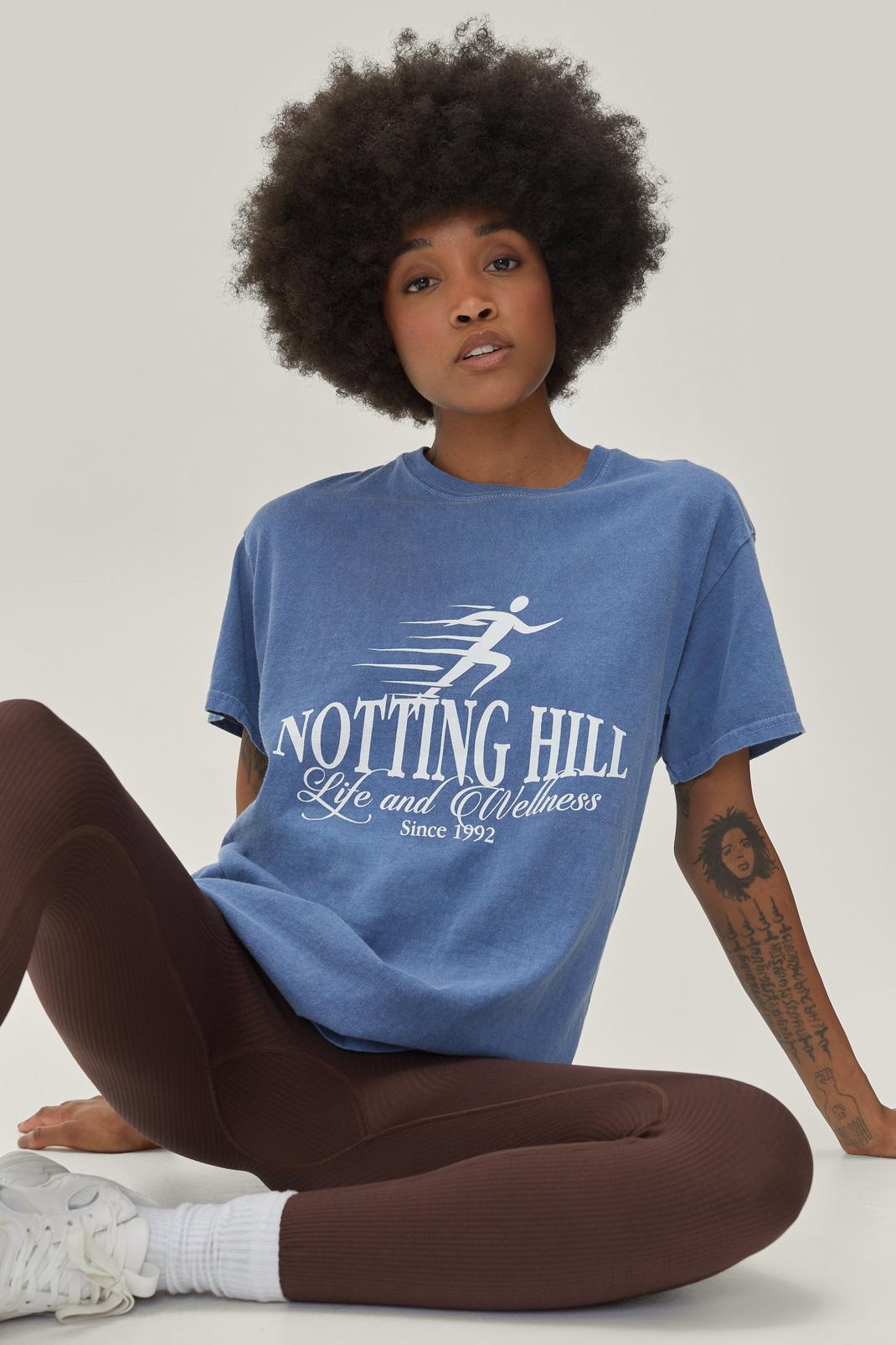 Petite - T-shirt délavé à impressions Notting Hill, Bluebell image number 1