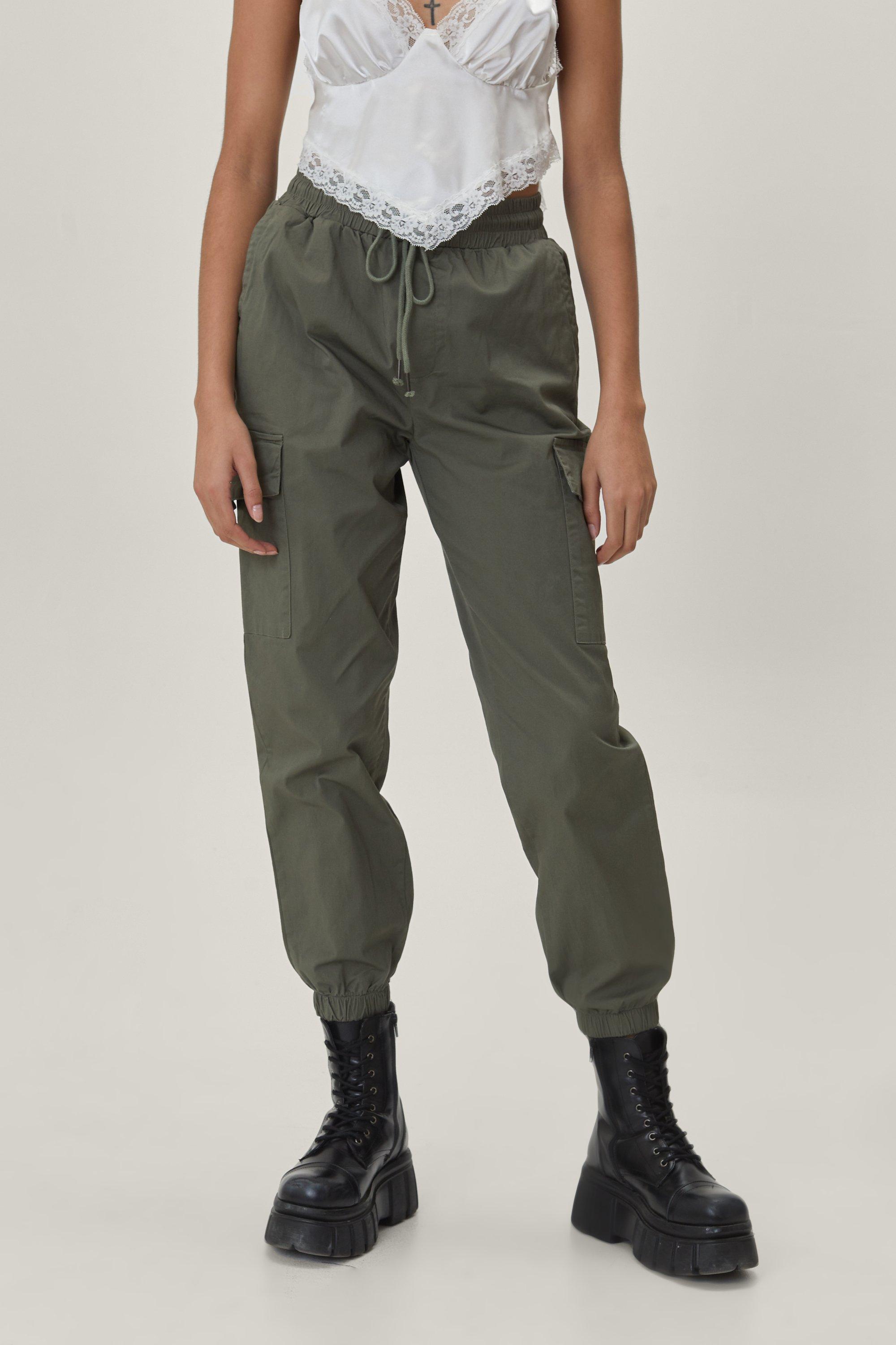 High Waisted Cargo Pants Blue Utility Trousers –