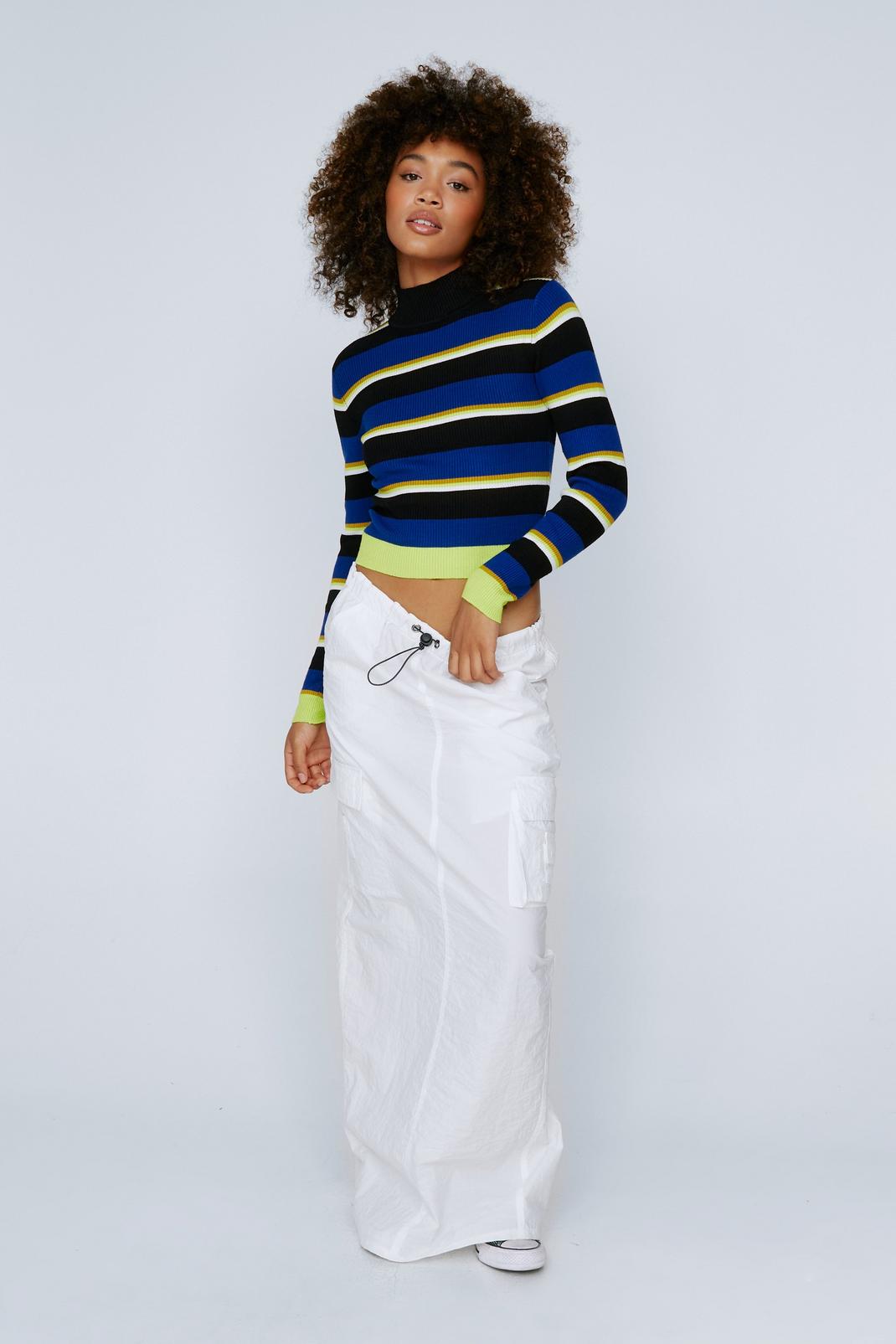 144 Stripe High Neck Cropped Sweater image number 2