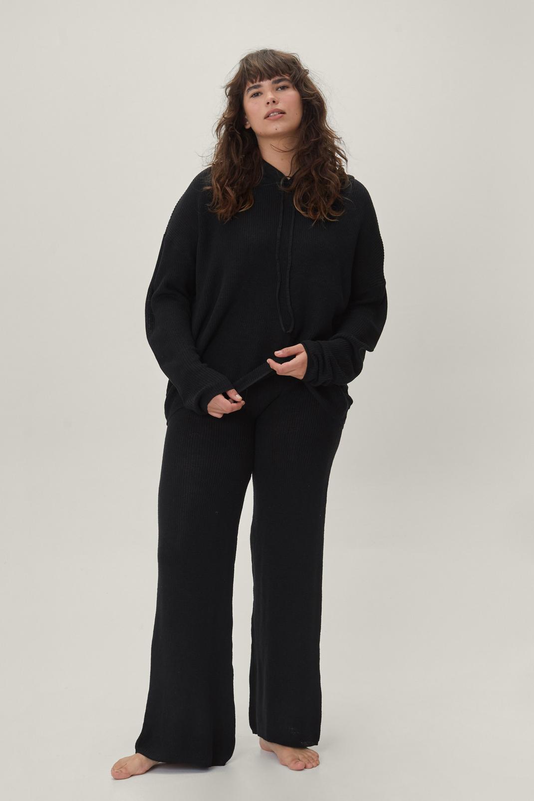 105 Plus Size Knitted Hoodie and Pants Lounge Set image number 2