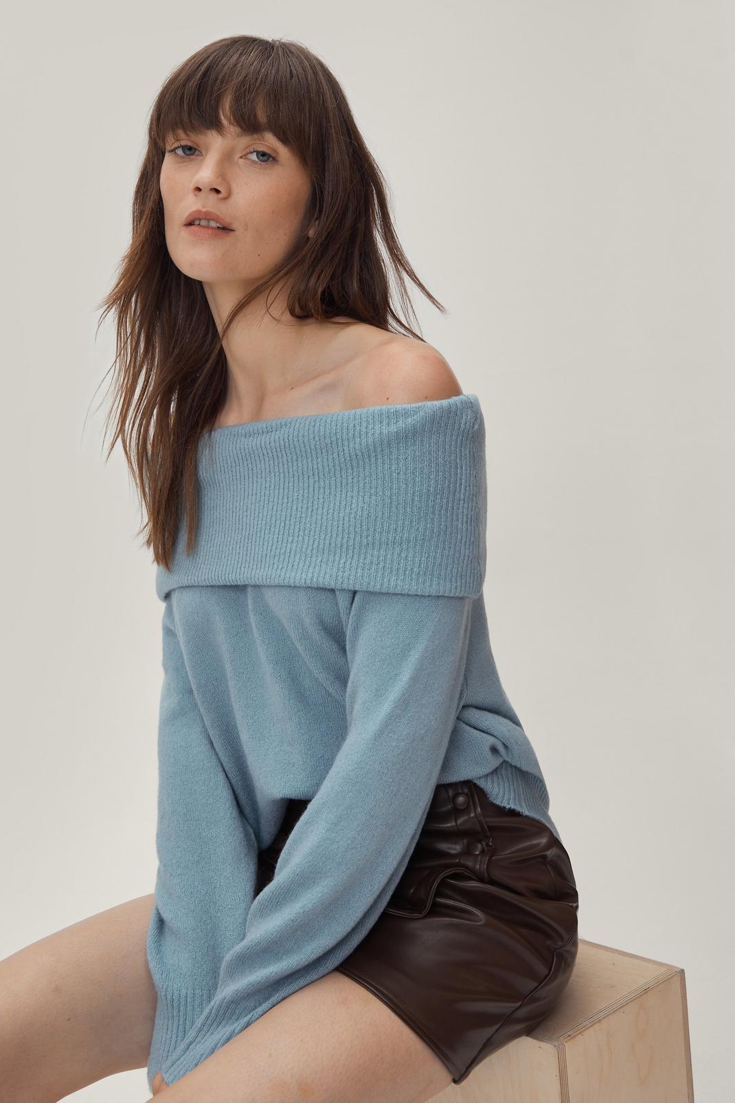 Aqua Knitted Off The Shoulder Sweater image number 1
