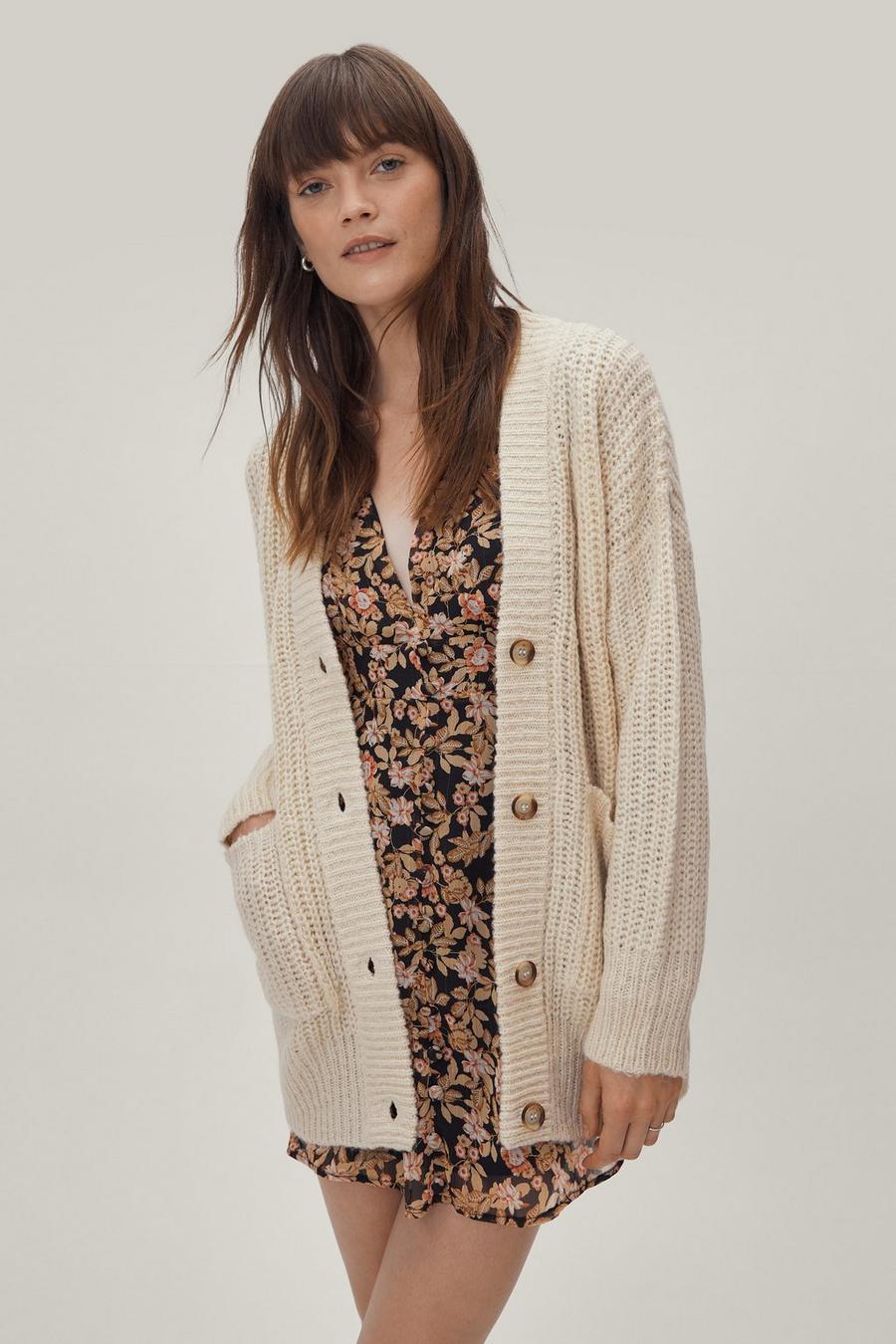 Button Through Chunky Cable Cardigan