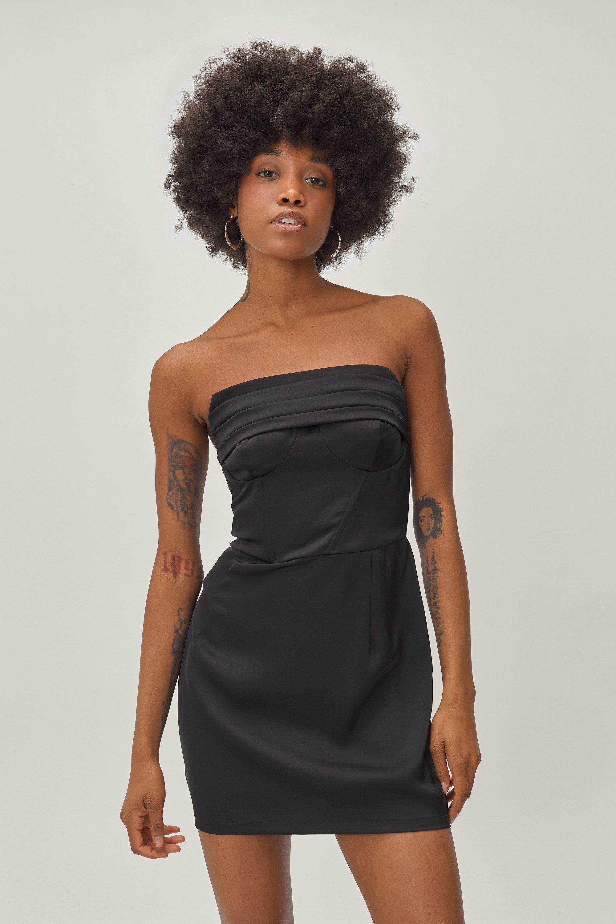 Black bandeau hot sale mini dress