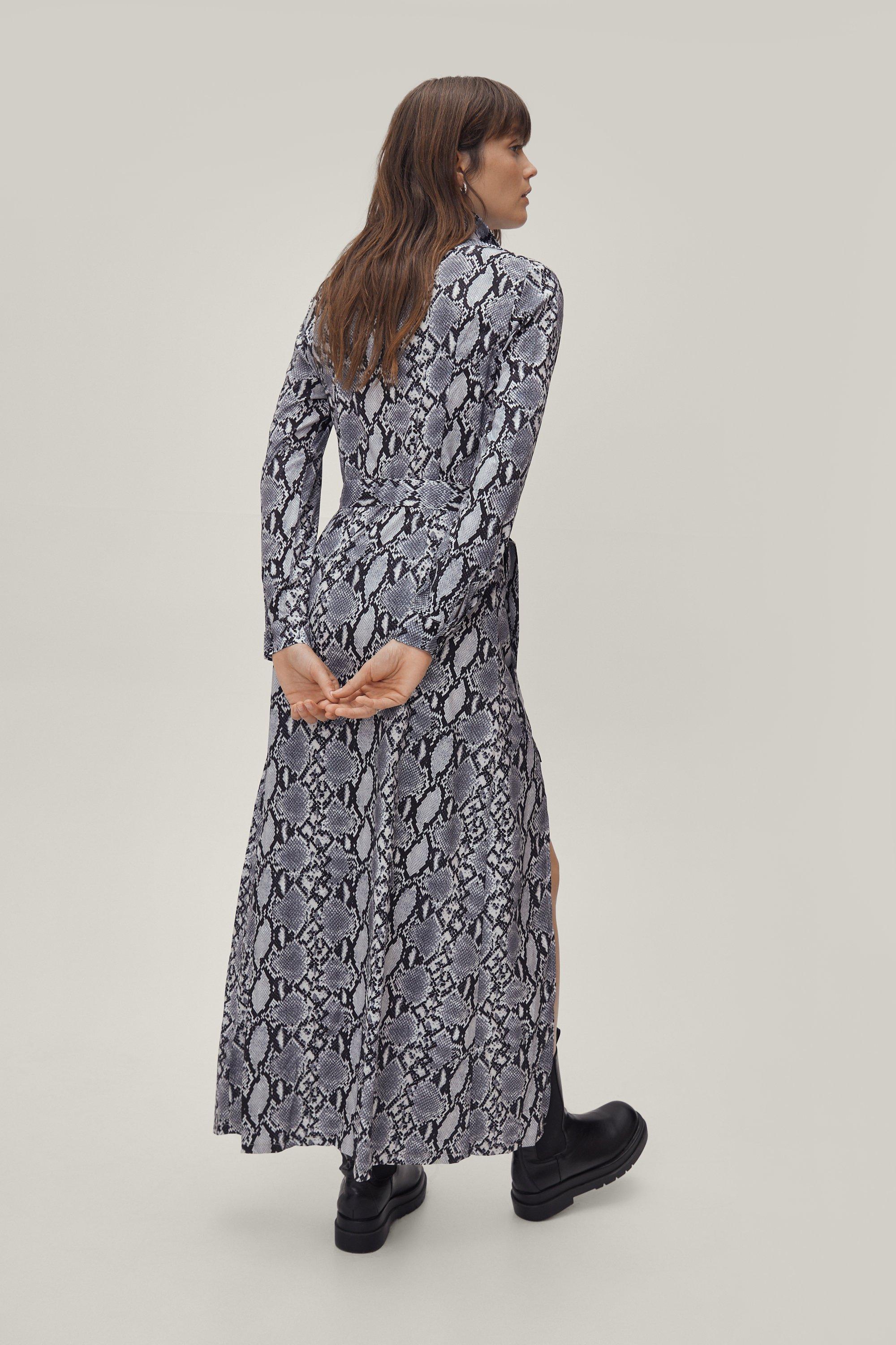 printed maxi shirt dress