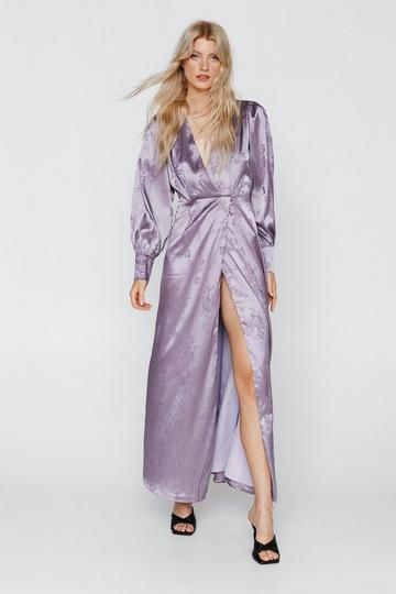 Jacquard Long Sleeve Maxi Dress lilac
