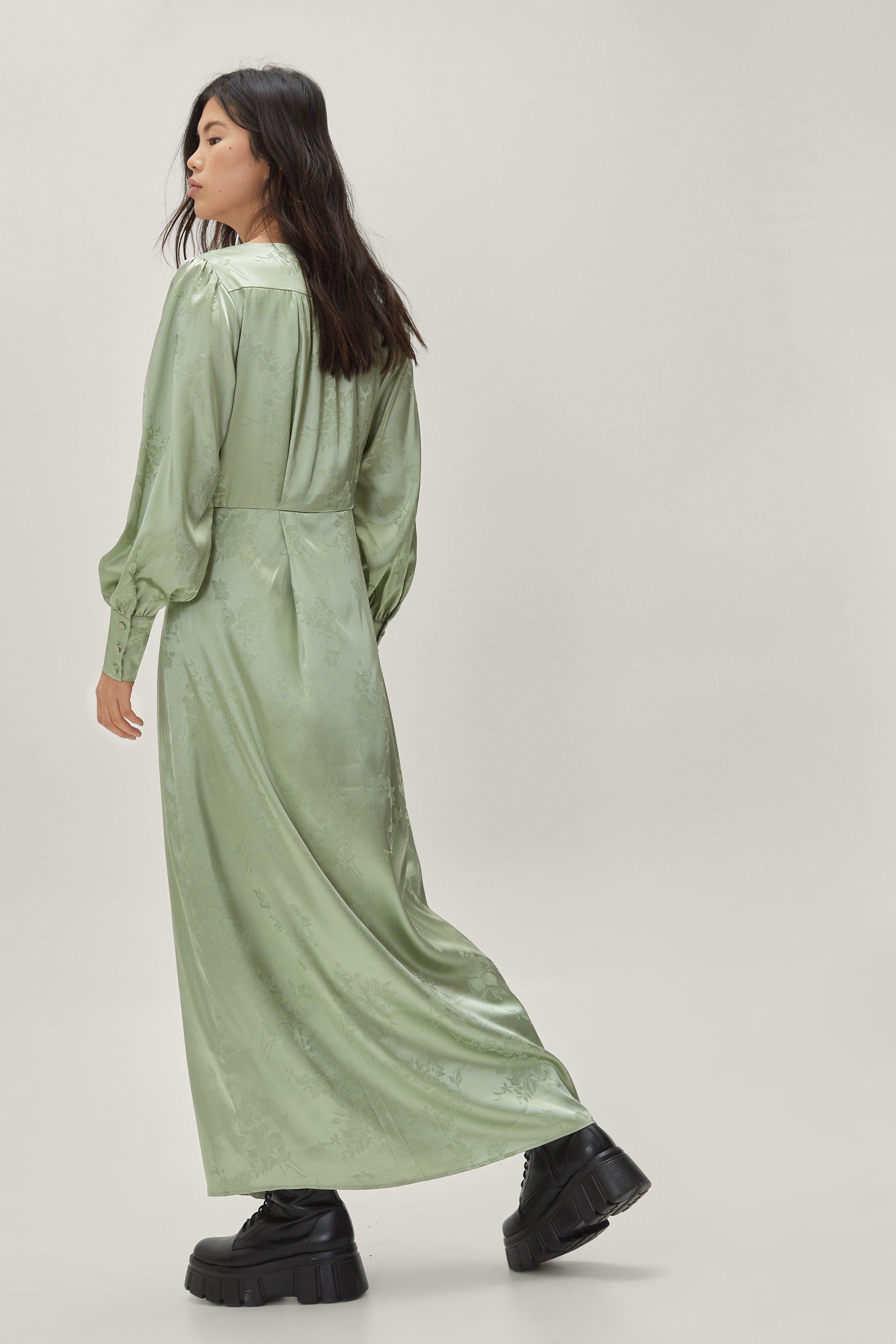 Jacquard Long Sleeve Maxi Dress