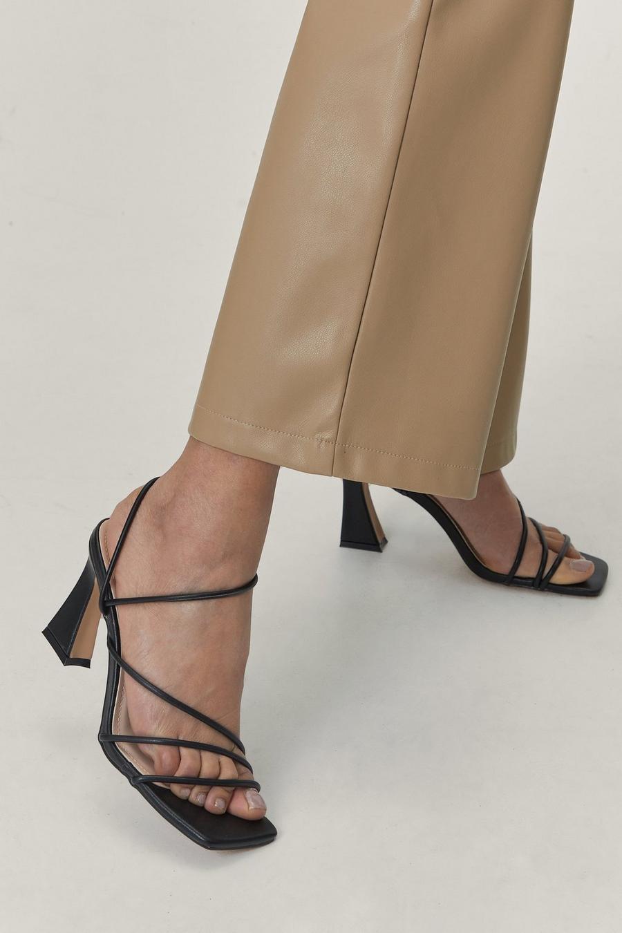Faux Leather Open Square Toe Mules