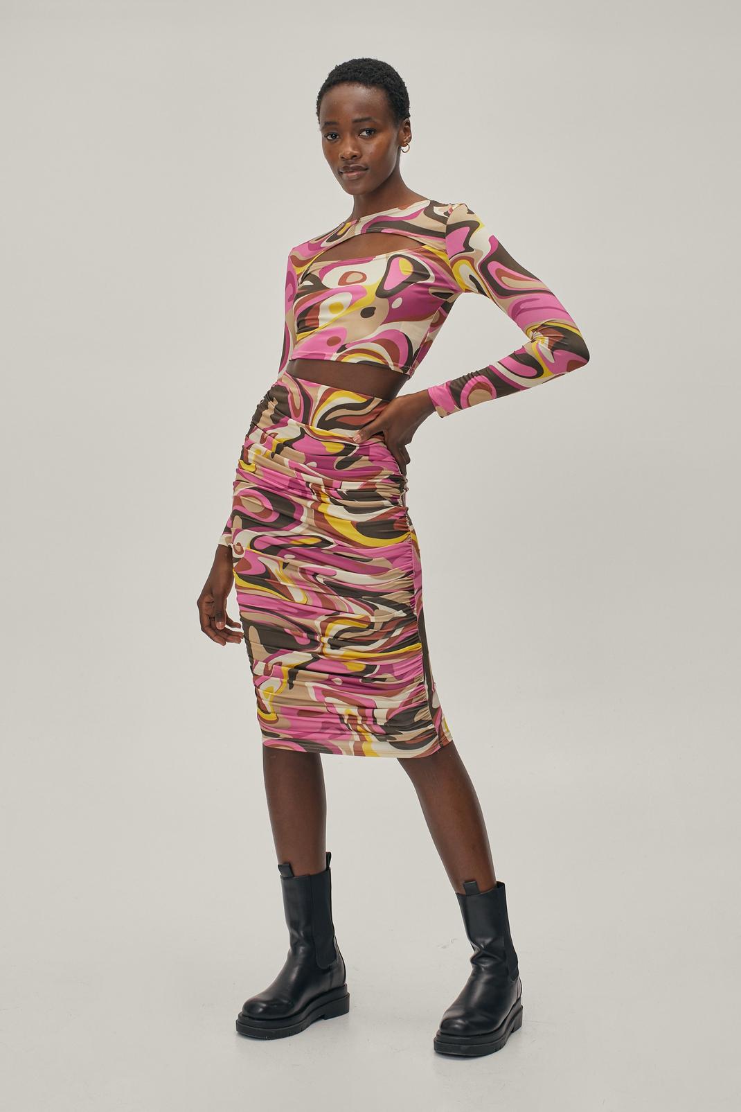 Abstract Print Bodycon Mini Skirt image number 1