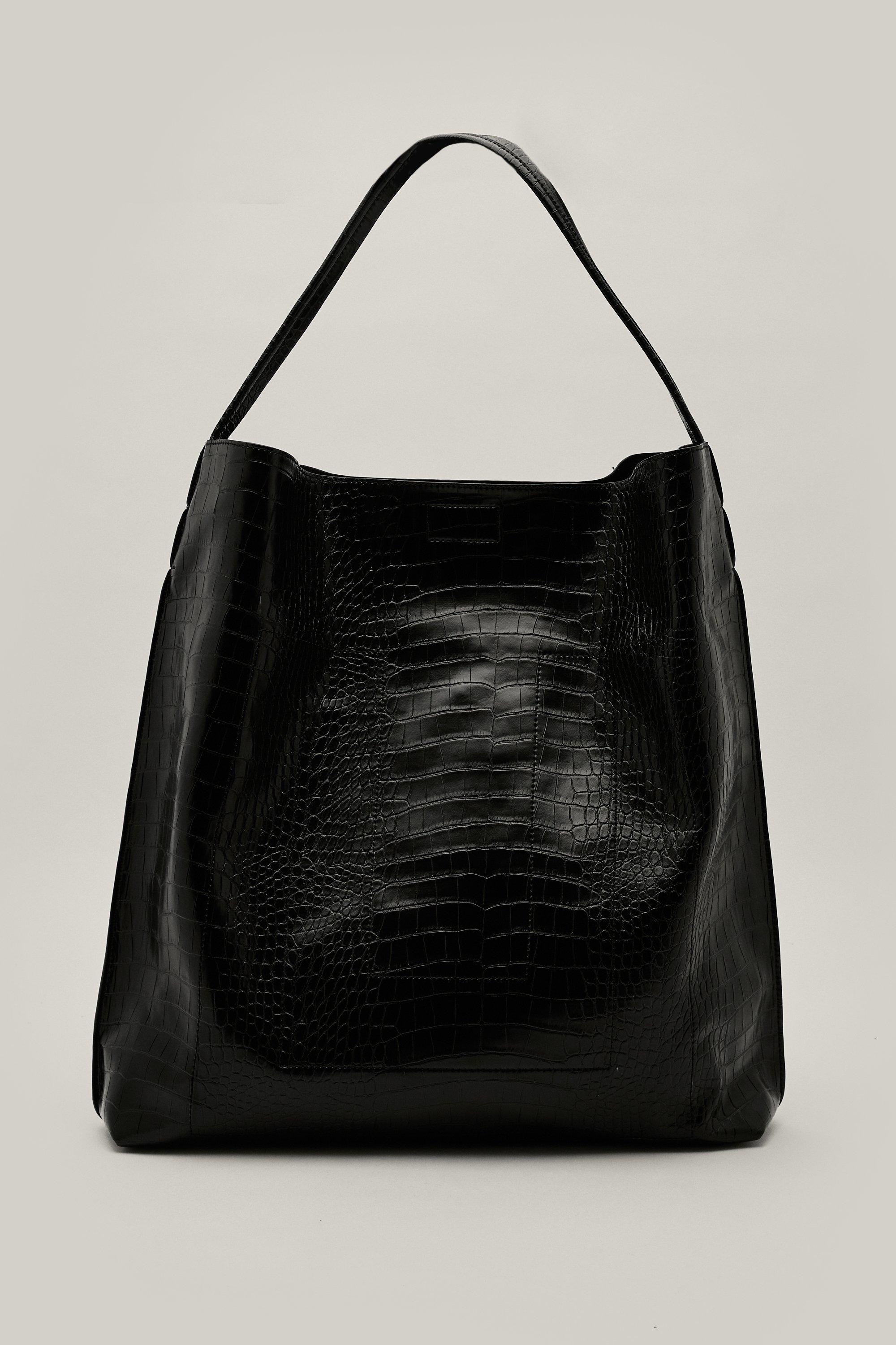 Recycled Faux Leather Croc Effect 2 In 1 Day Bag | Nasty Gal