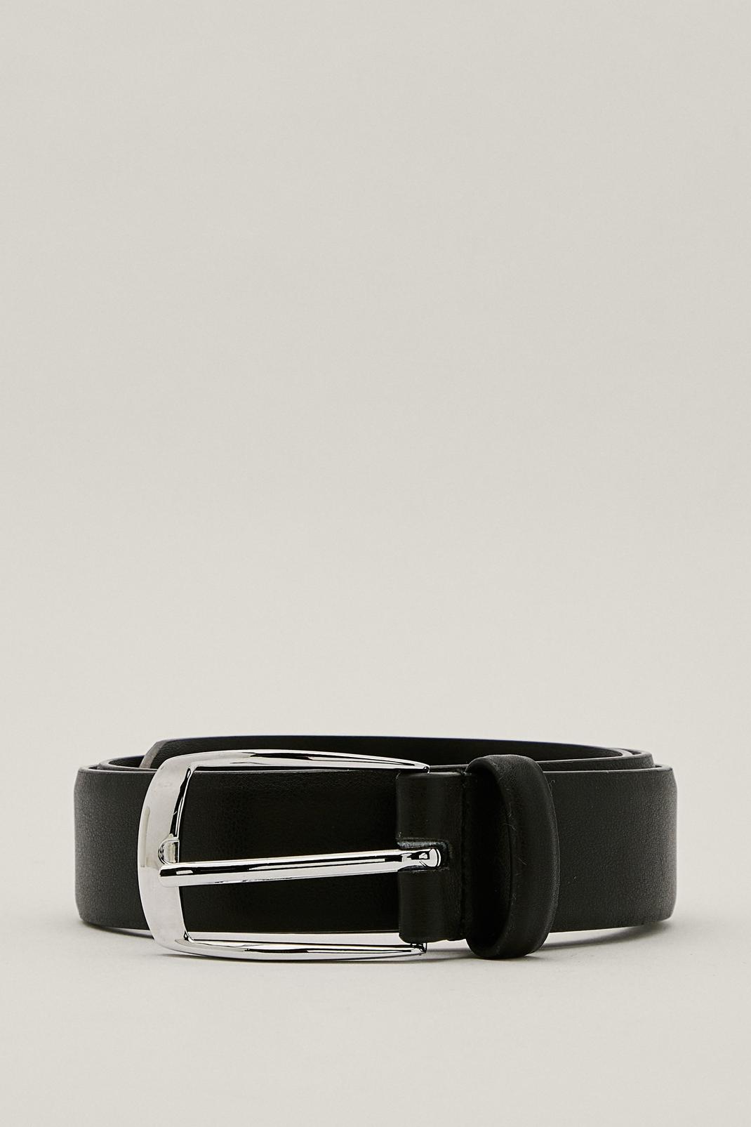 Black Recycled Faux Leather Belt image number 1