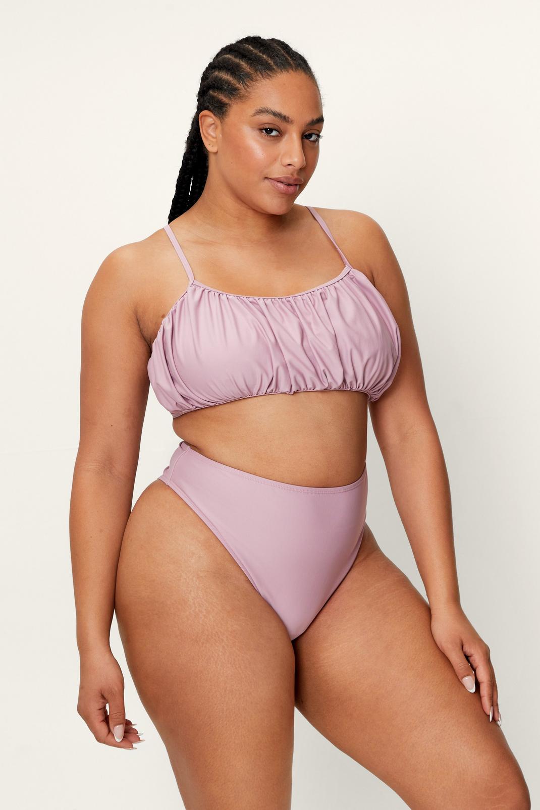 Mauve Plus Size Recycled Ruched Crop Bikini Set image number 1