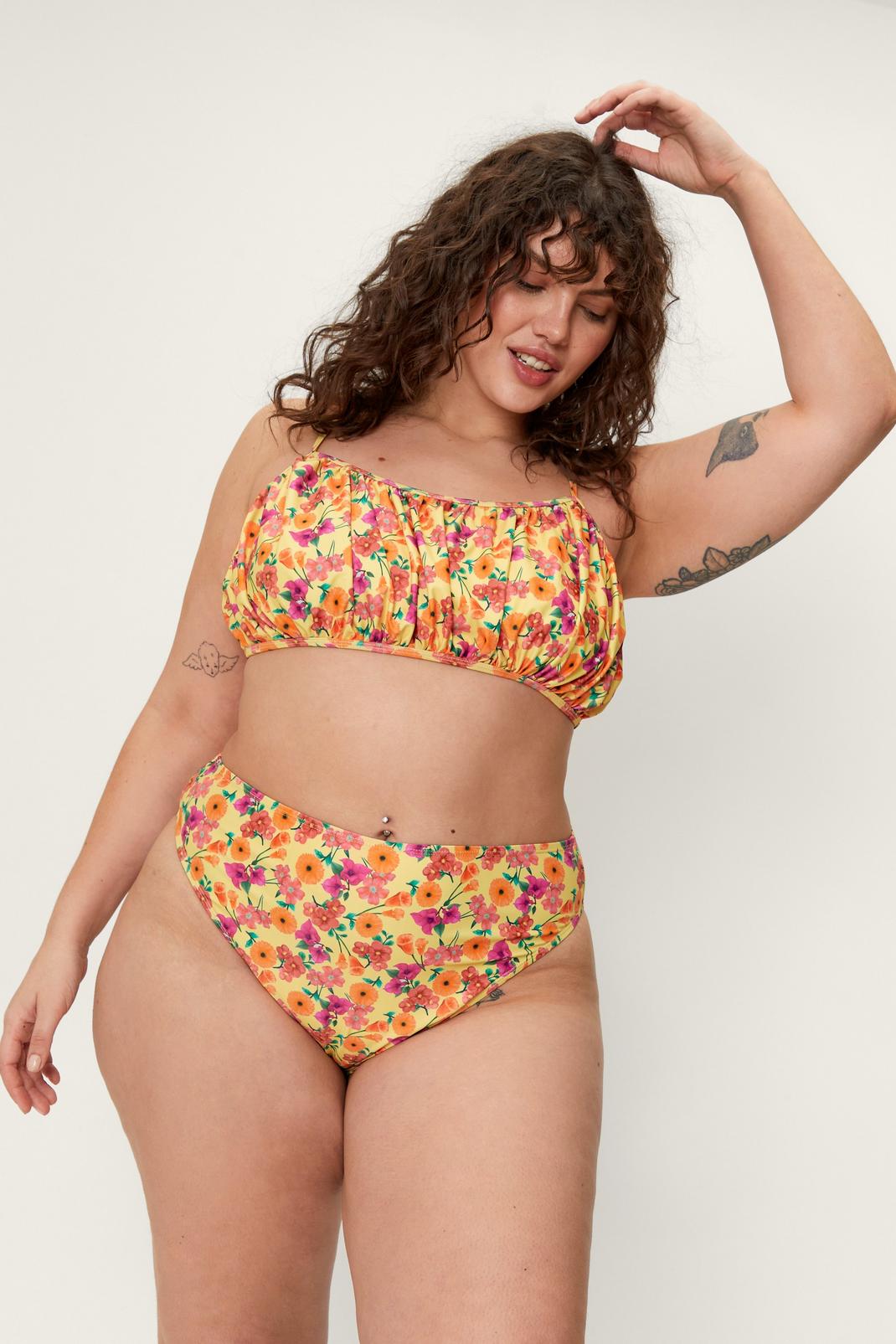 174 Plus Size Recycled Ruched Floral Bikini Set image number 2