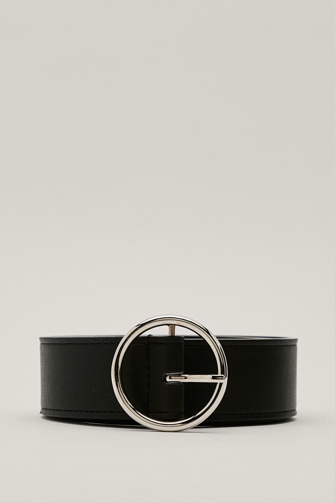 Black Faux Leather Circle Belt image number 1