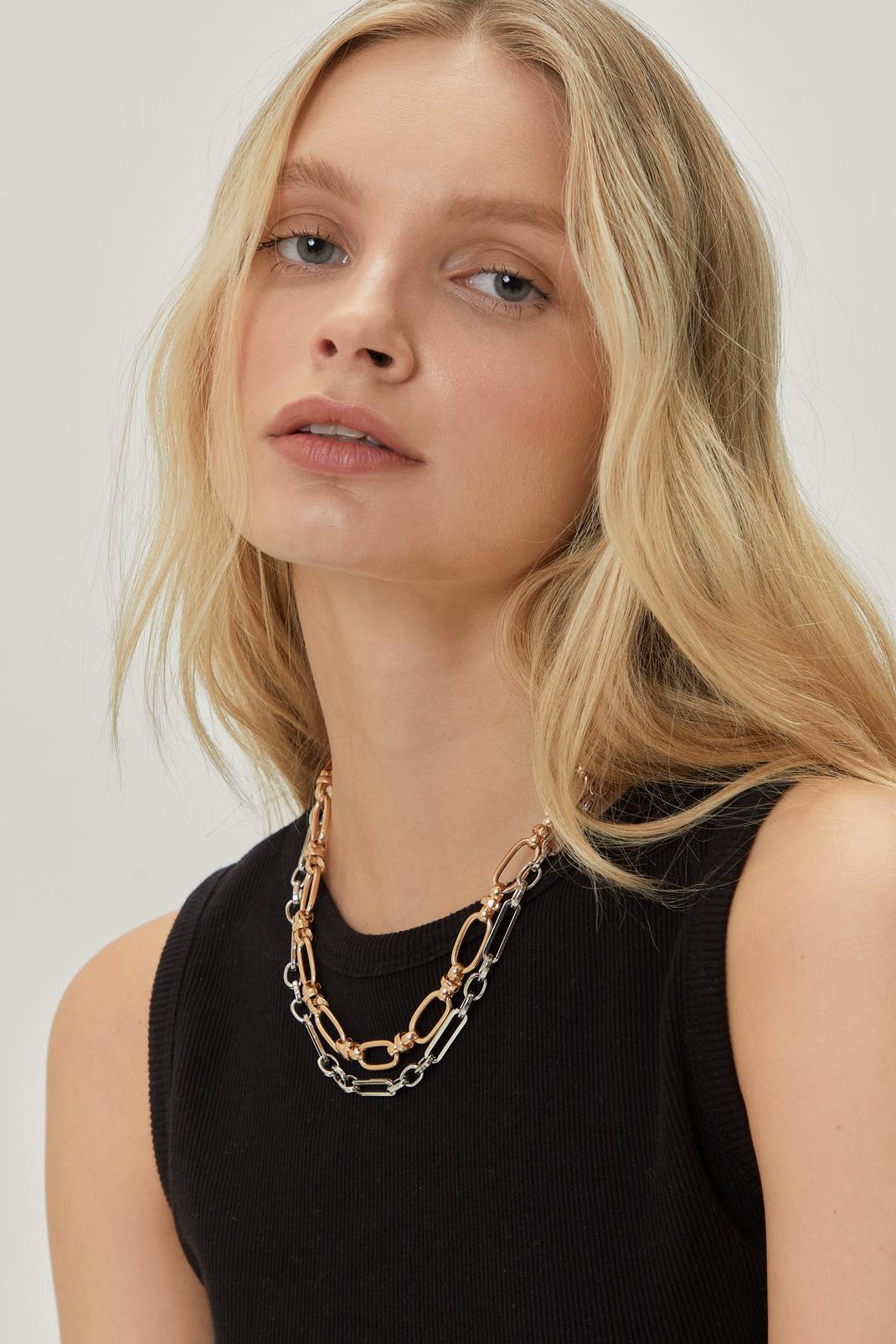 Mixed Metal Chain Link Layered Necklace