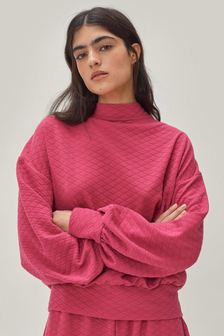 Quilted Relaxed High Neck Sweatshirt