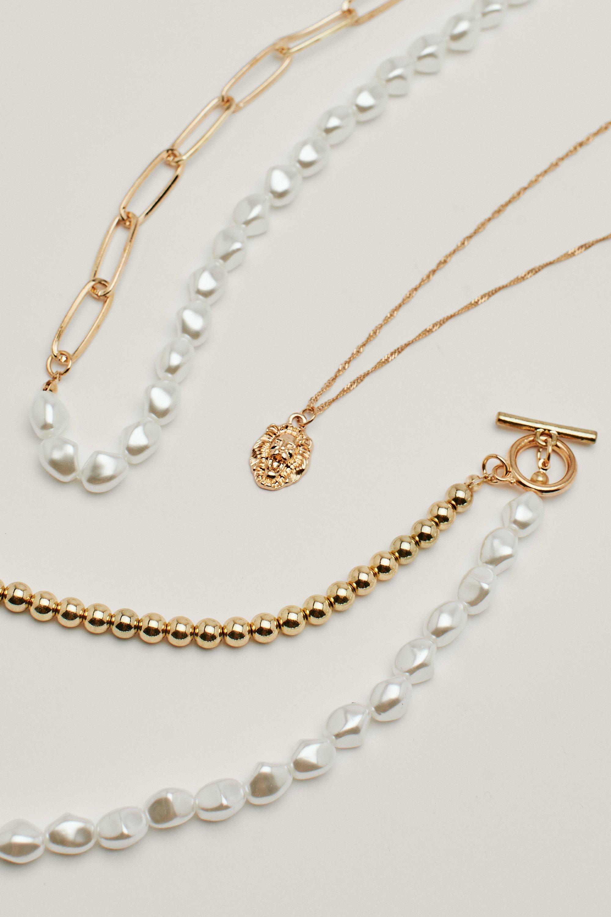 Pearl-Inspired | Contrasting Layered Gal Nasty Multi Necklace