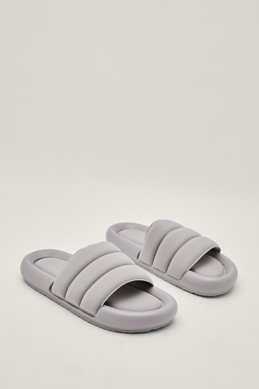 Grey Faux Leather Padded Sliders image number 1